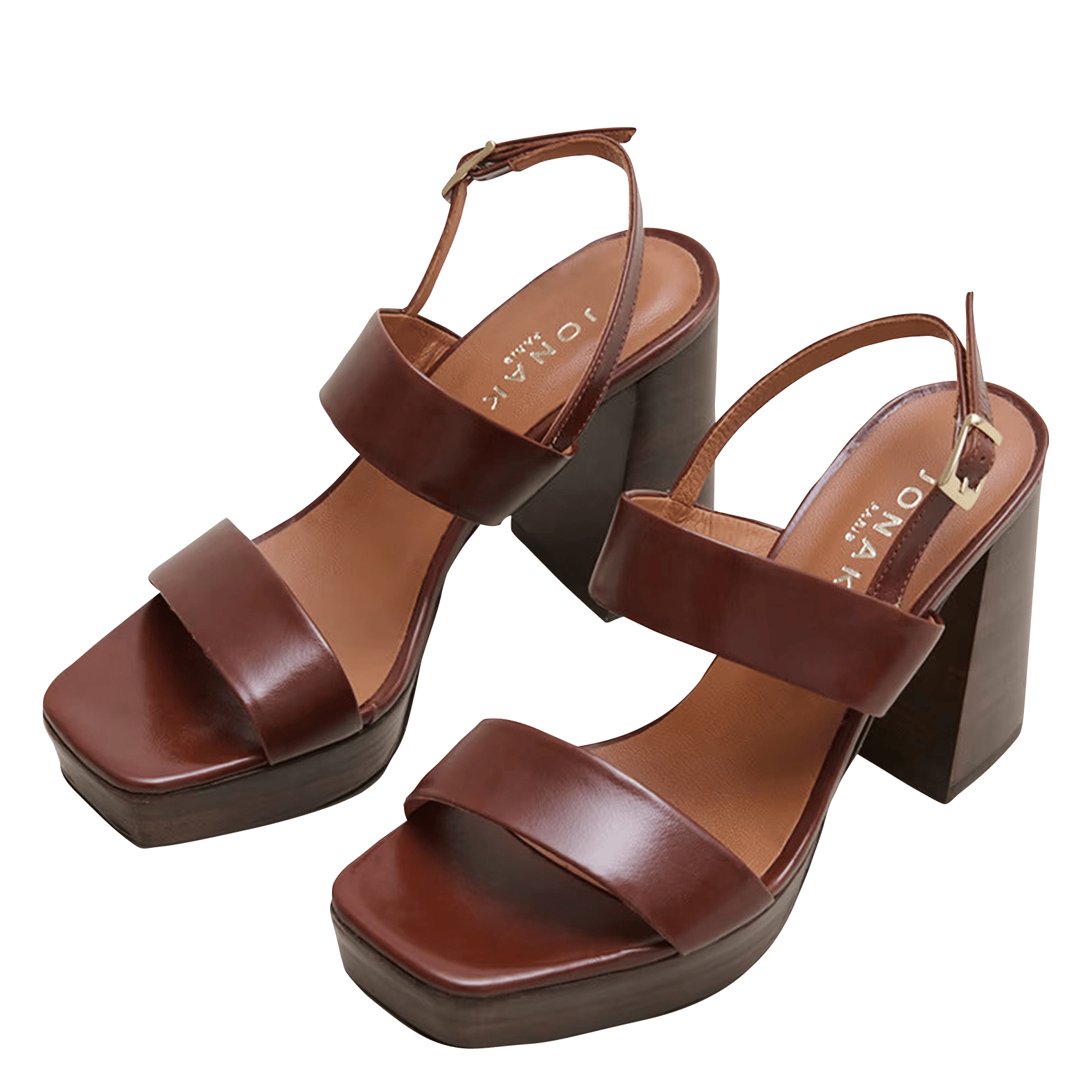 Sandales à talons en cuir verde JONAK Marron