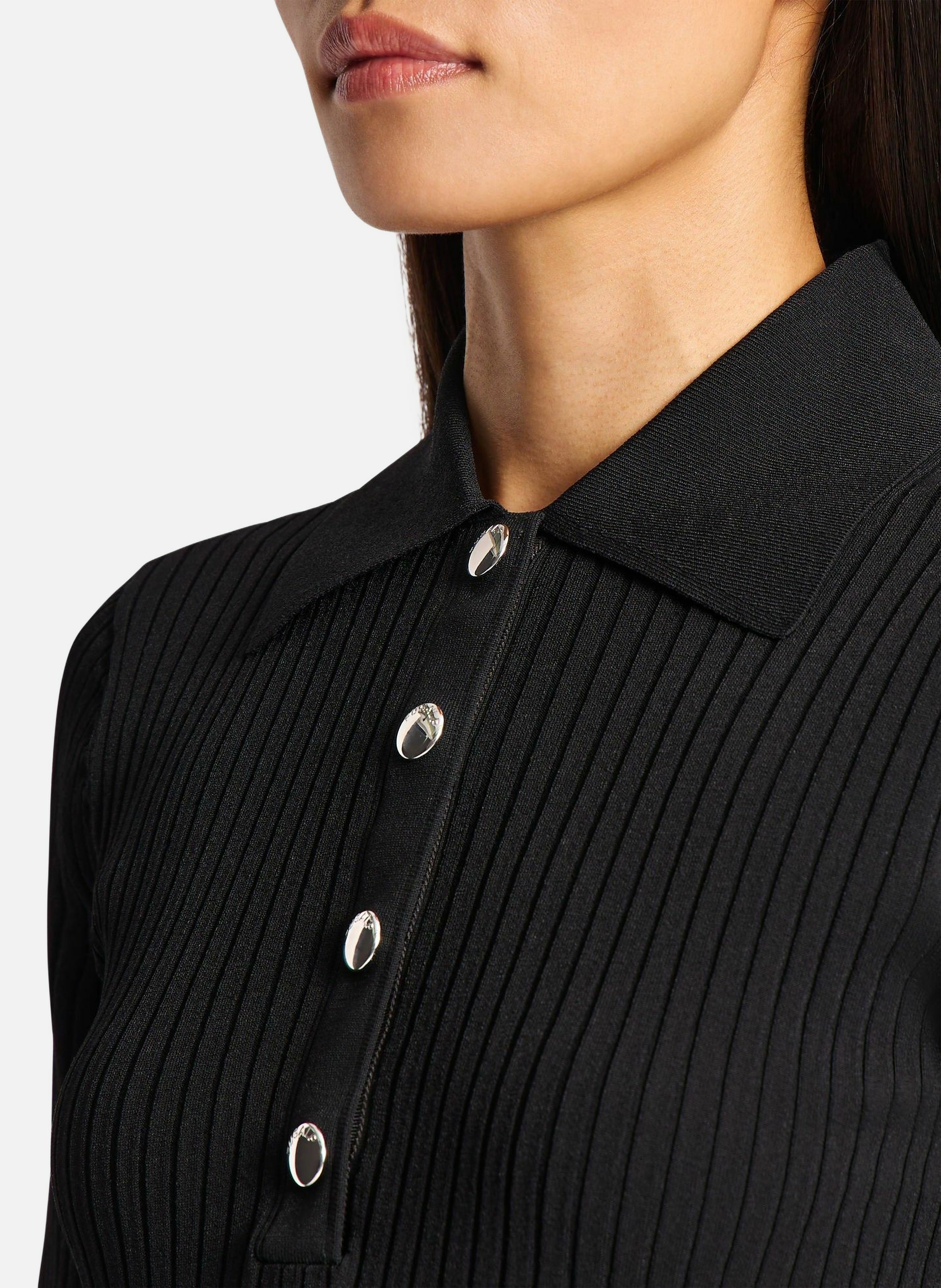 Polo manches courtes vera col chemise coupe ajustée FUSALP Noir