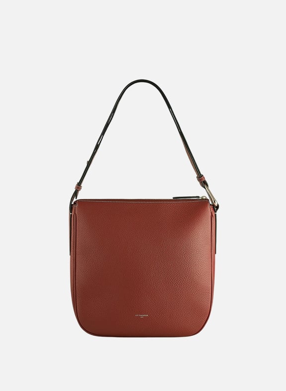 Sac hobo moyen modèle madeleine en cuir de taurillon grainé Marron by LE TANNEUR LE TANNEUR Sac hobo moyen modèle madeleine en cuir de taurillon grainé Marron