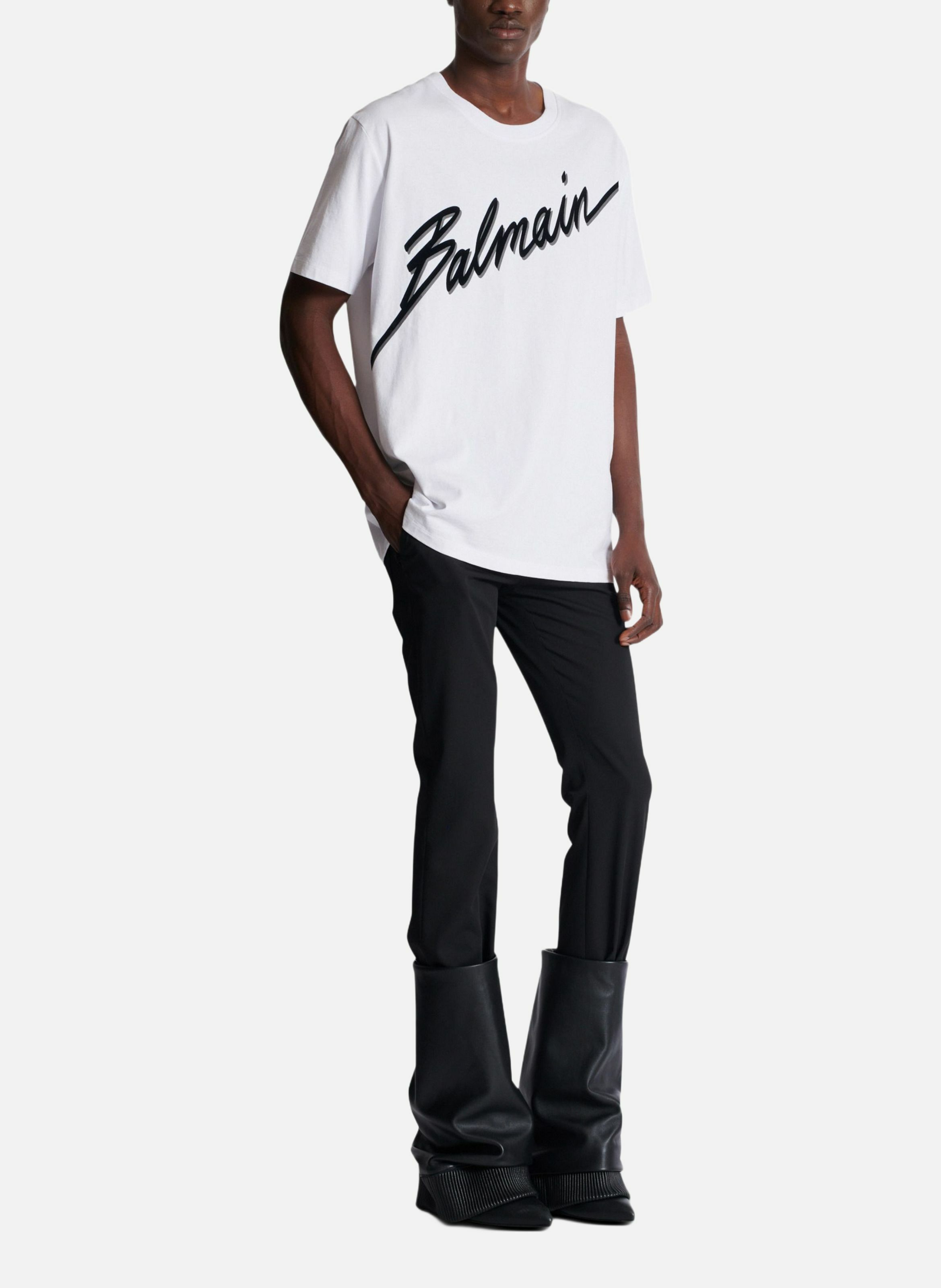 T-shirt floqué balmain lettre BALMAIN Blanc