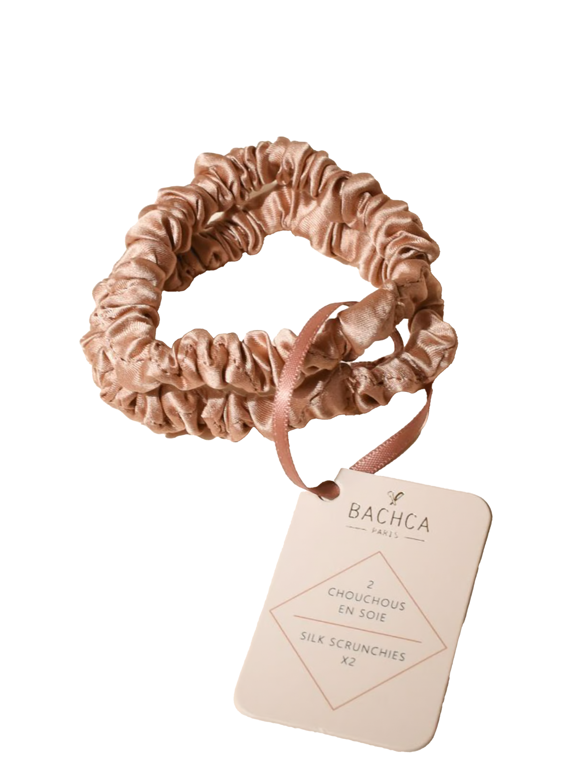 Two silk scrunchies BACHCA Rose dragée