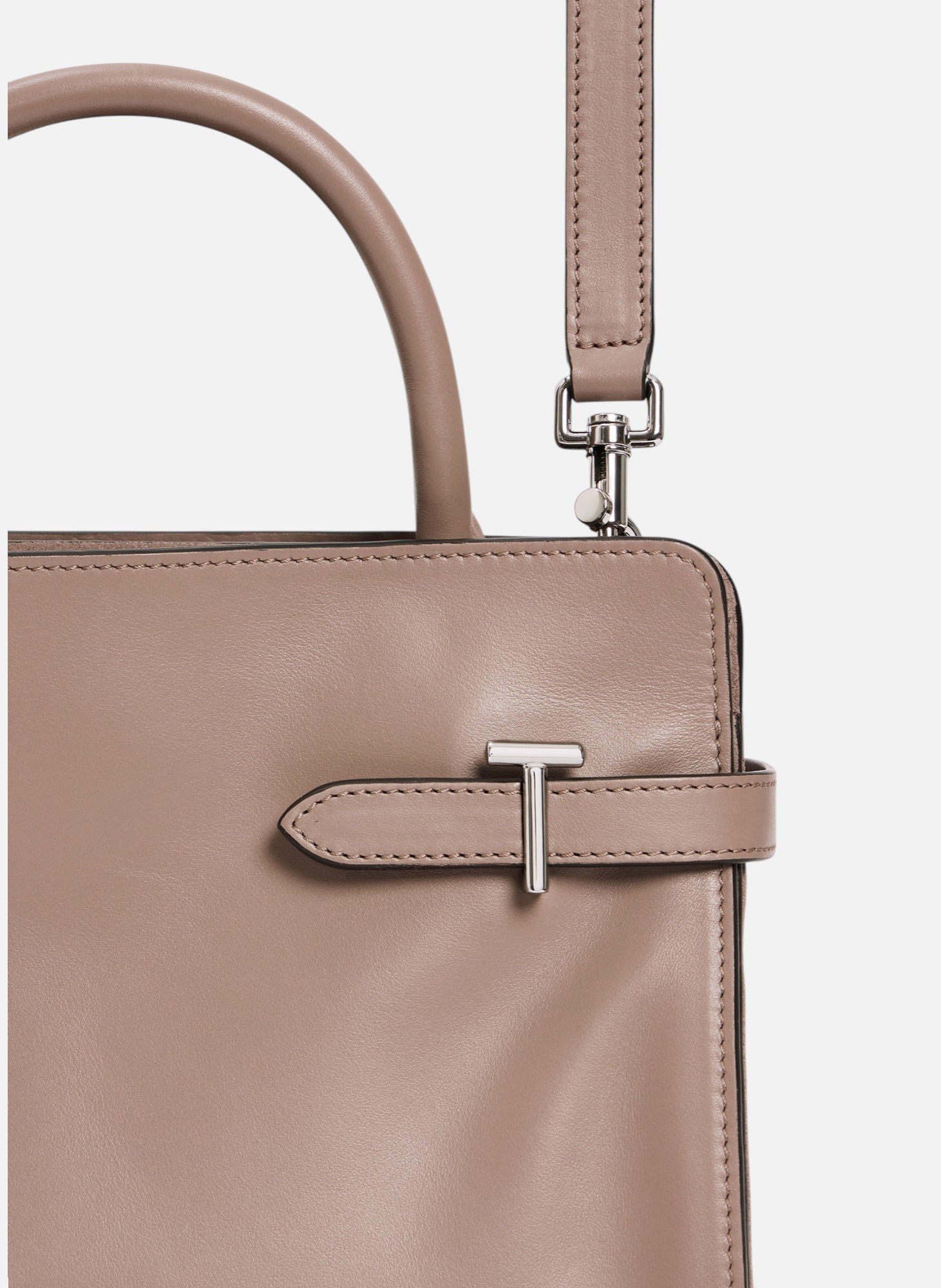 Sac à main moyen modèle emie en cuir lisse et nubuck LE TANNEUR Gris