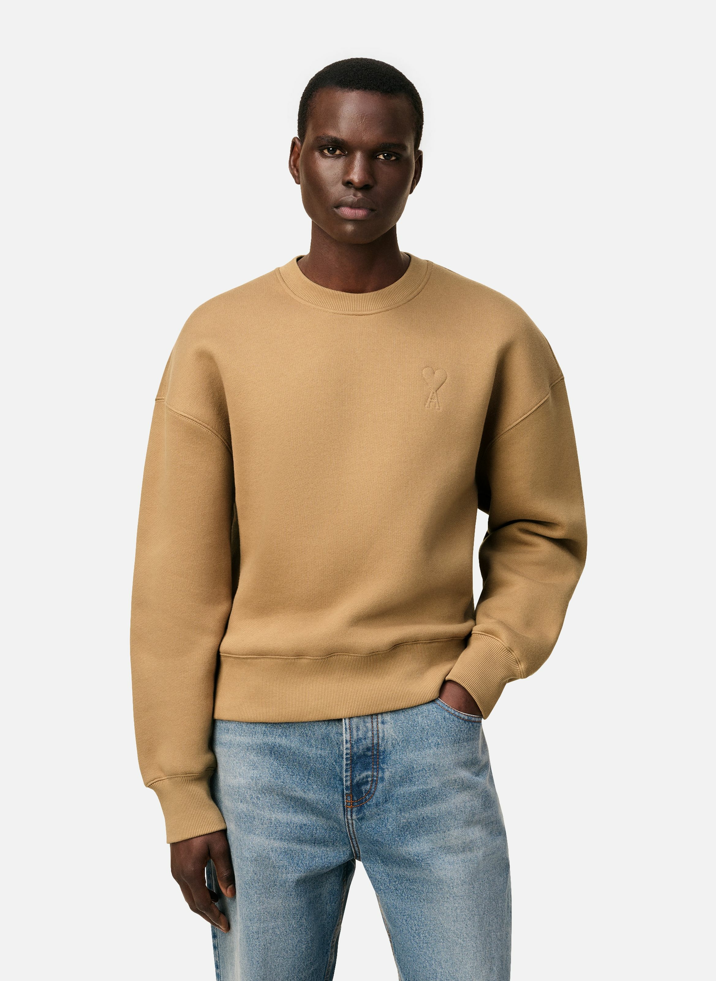 Sweatshirt ami de coeur en coton unisexe AMI PARIS Marron