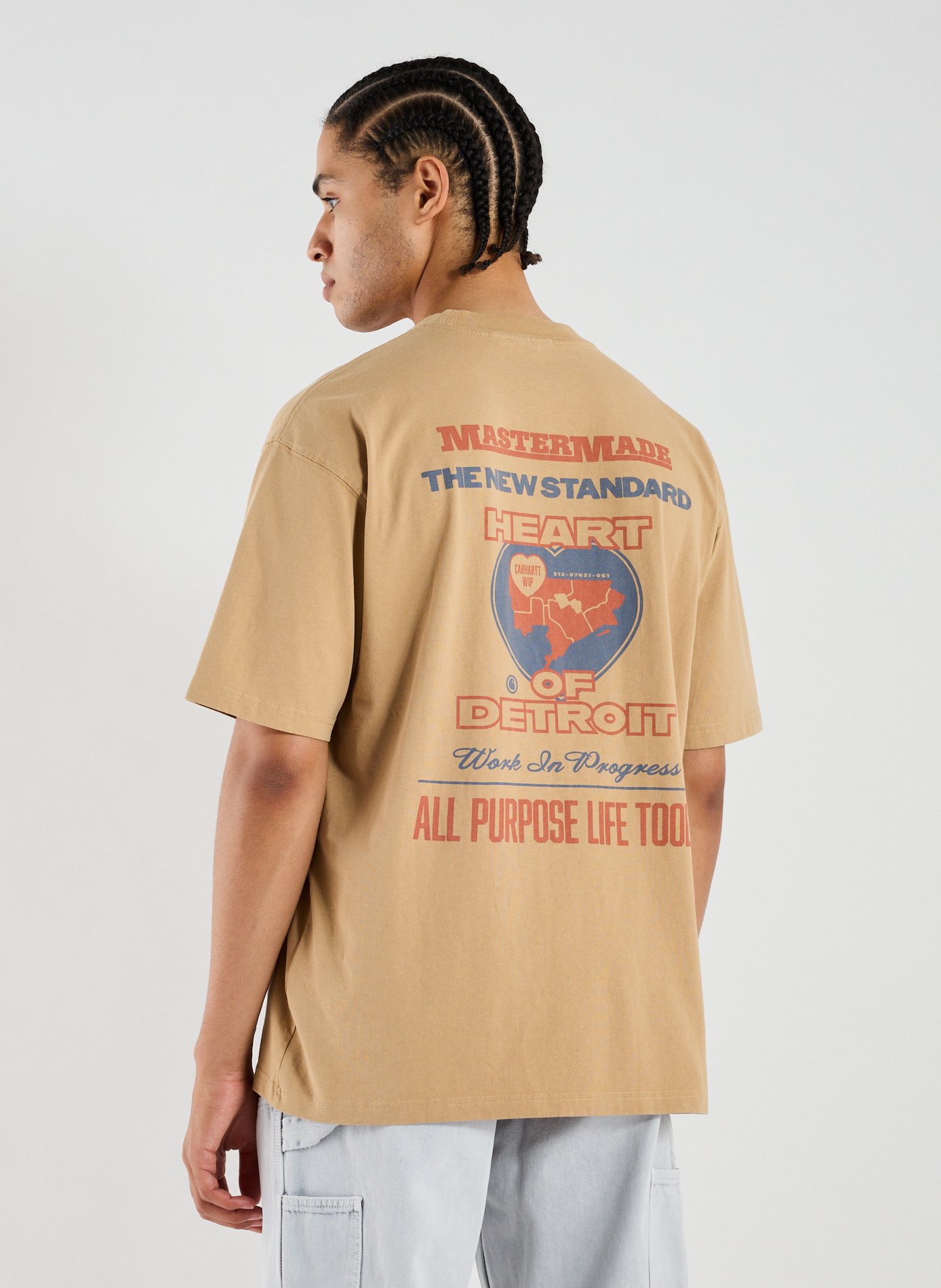 Oversized printed cotton T-shirt CARHARTT WIP Beige