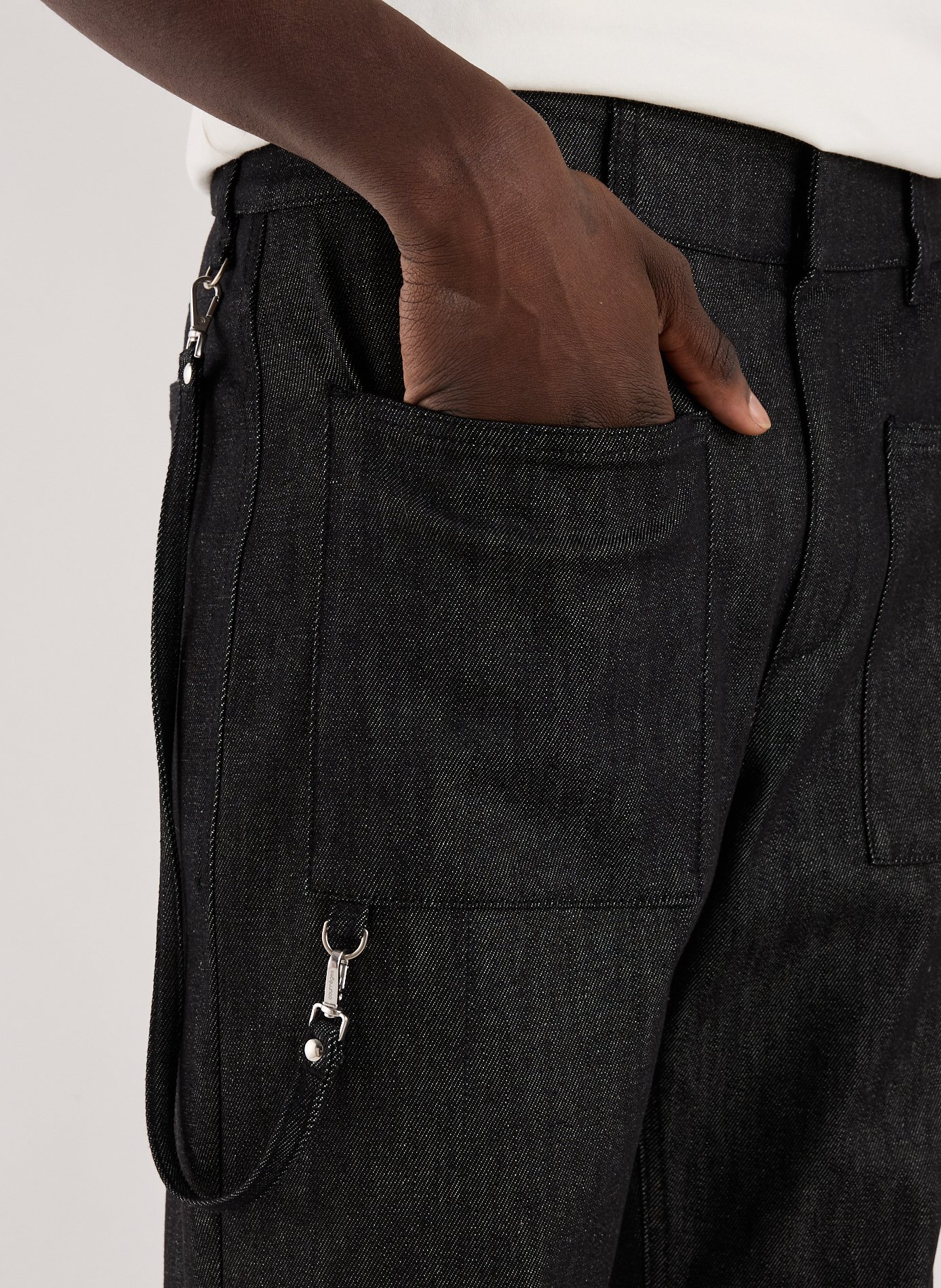 Straight-cut cotton-blend jeans COURRÈGES Black