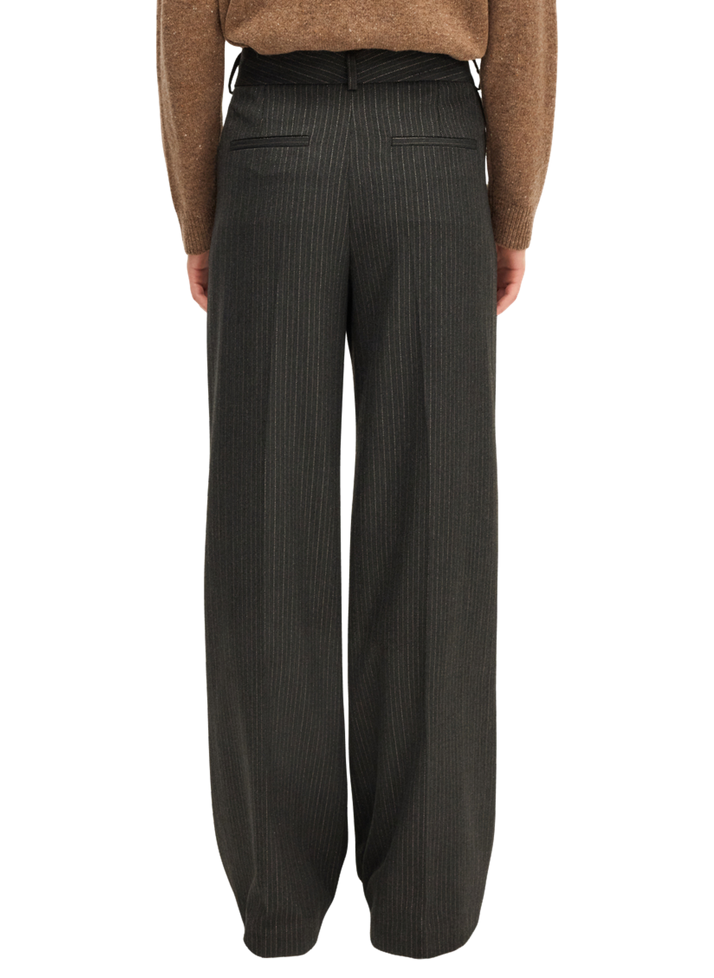 Pantalon large à fines rayures et lurex - clem PABLO Gris