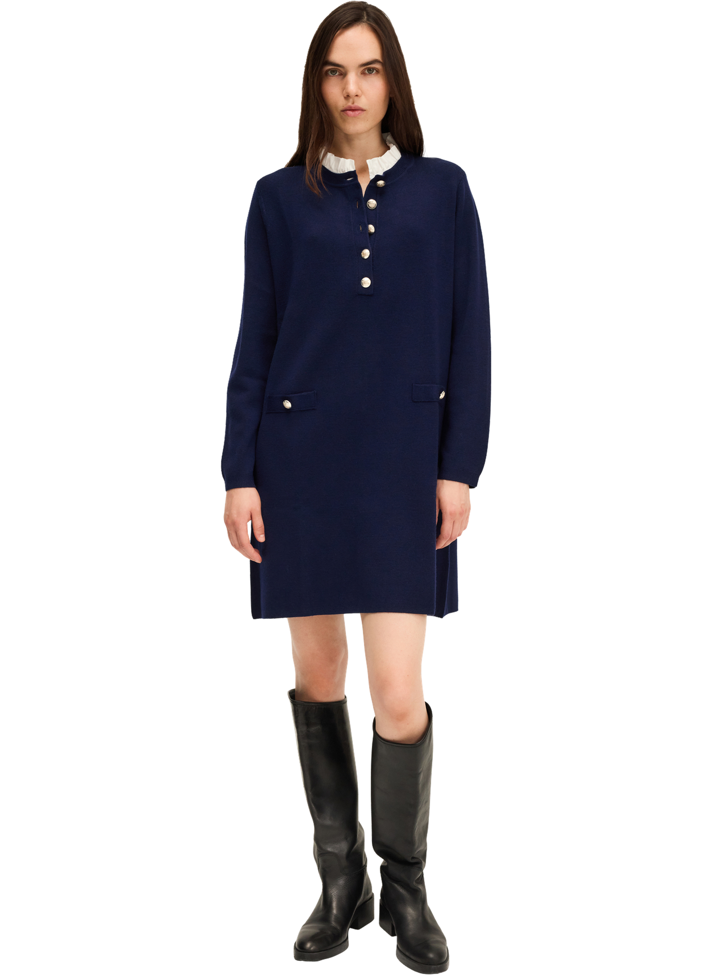 Robe droite à col façon chemisier - lidia PABLO Bleu