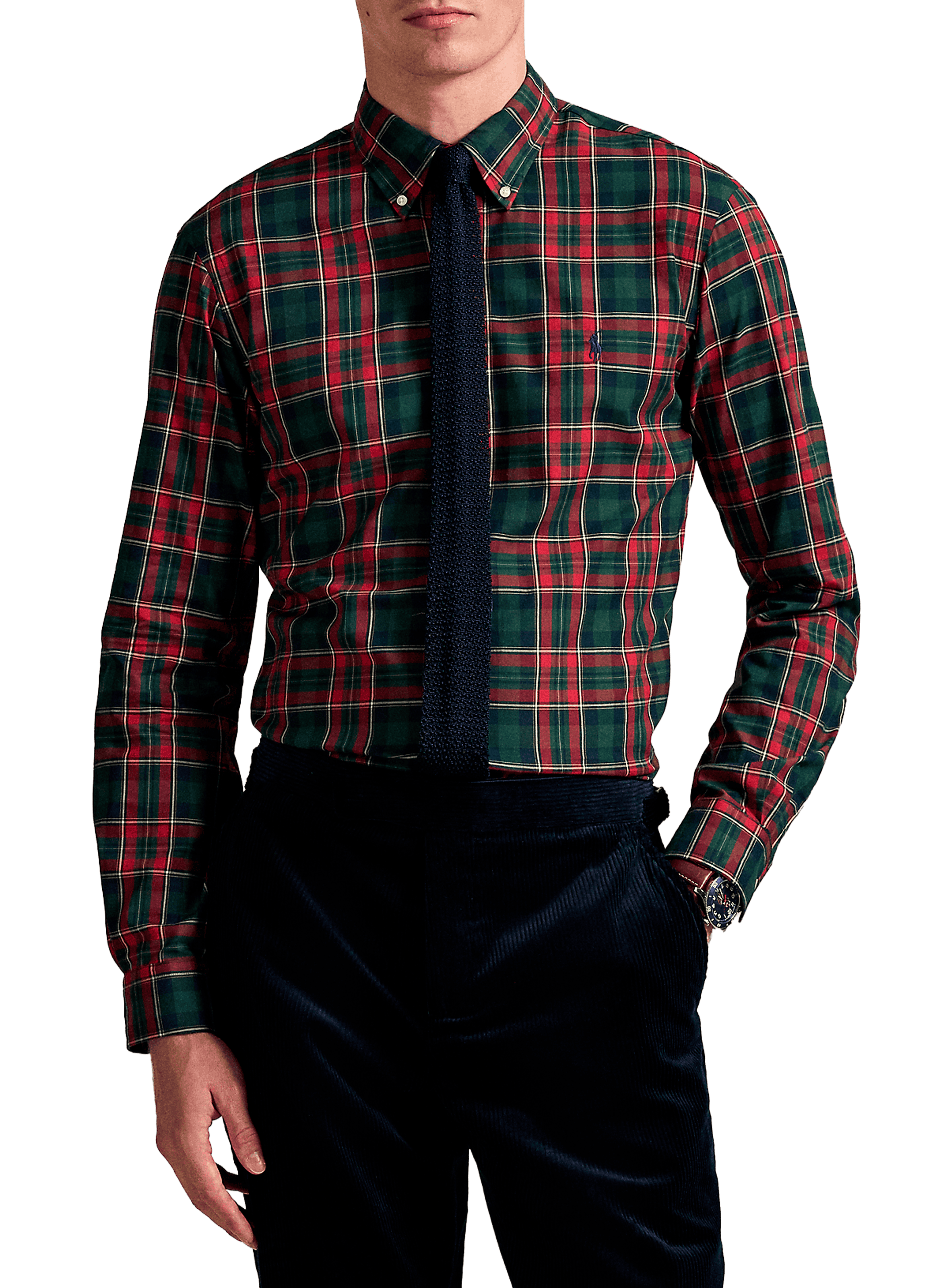 POLO RALPH LAUREN Checked cotton American collar shirt Green