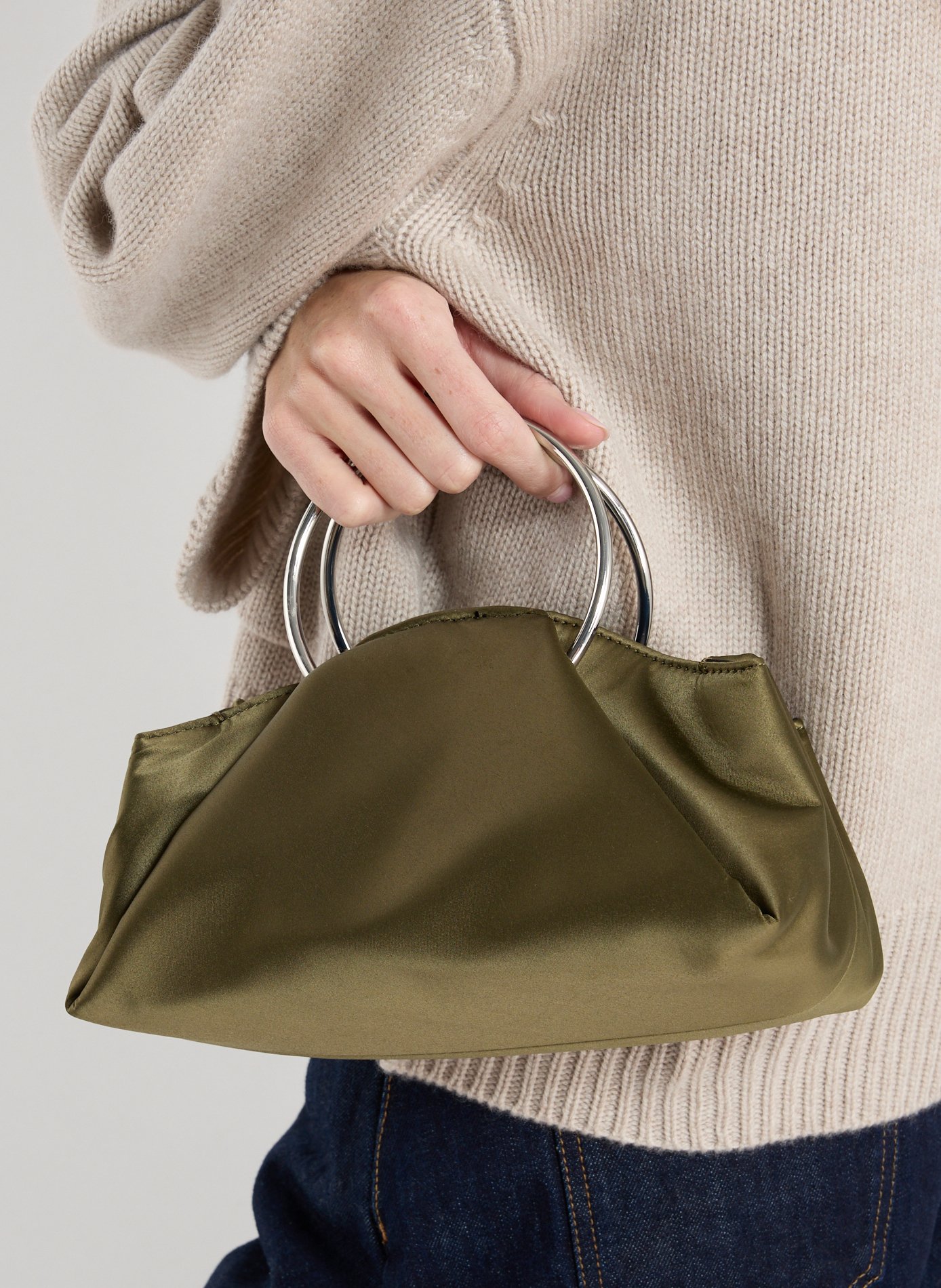 Satin handbag TOPSHOP Khaki