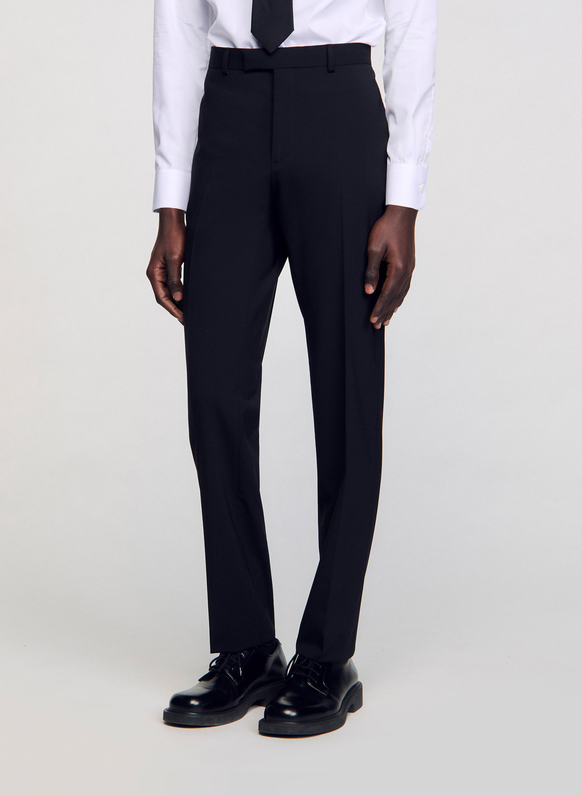 Pantalon de costume regular-fit en laine SANDRO Noir