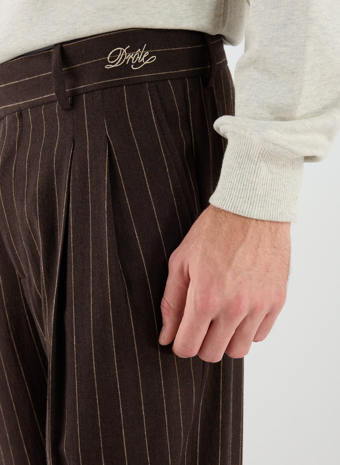 Pinstriped wool blend trousers DROLE DE MONSIEUR Brown