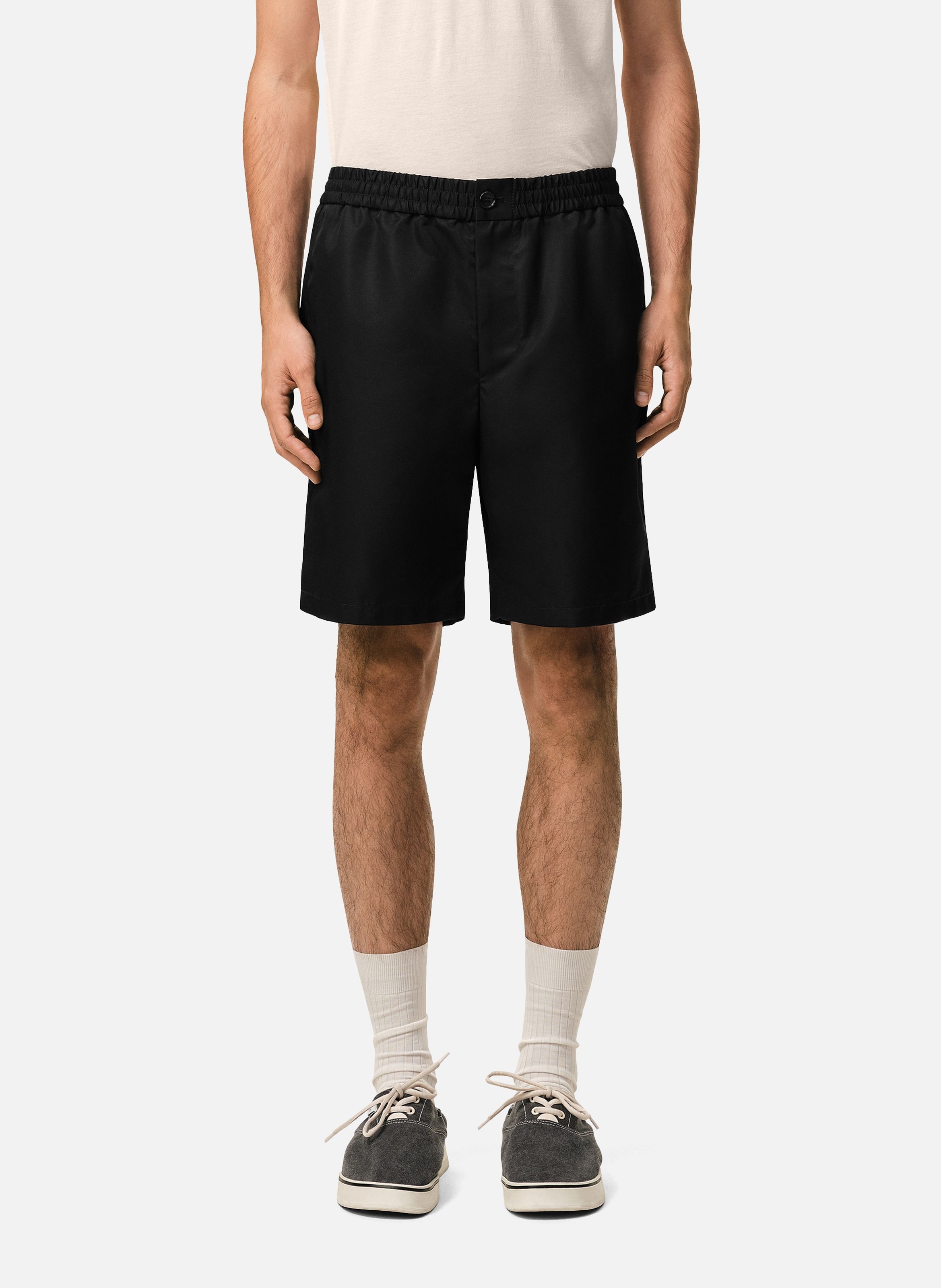 Short taille elastiquée rivet ami de coeur en nylon AMI PARIS Noir
