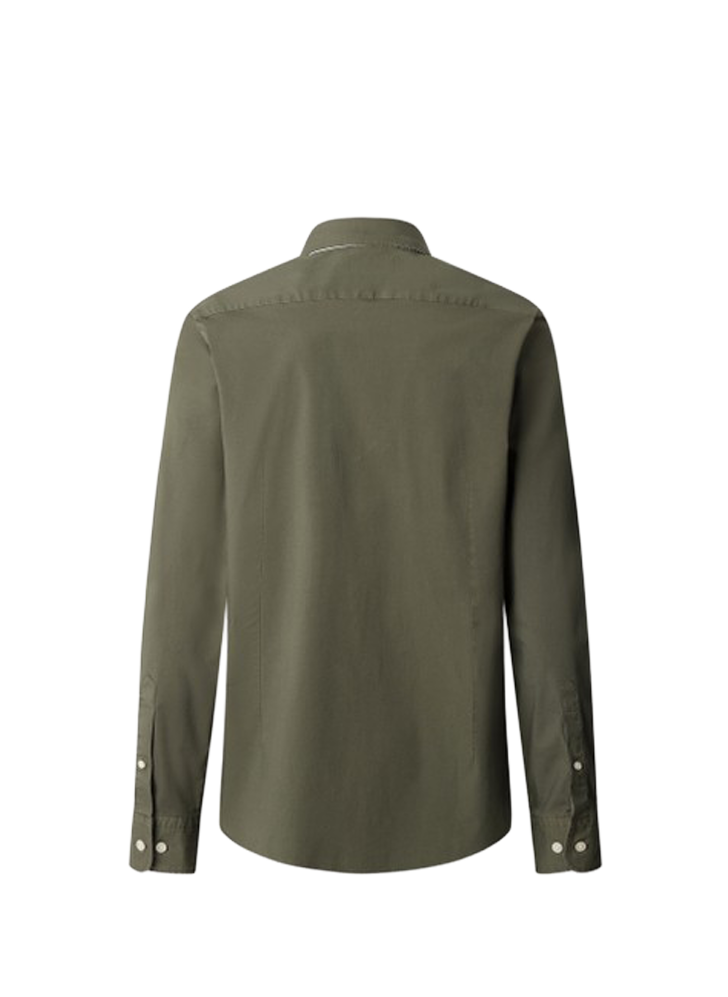 Chemise unie col classique en coton HACKETT Kaki