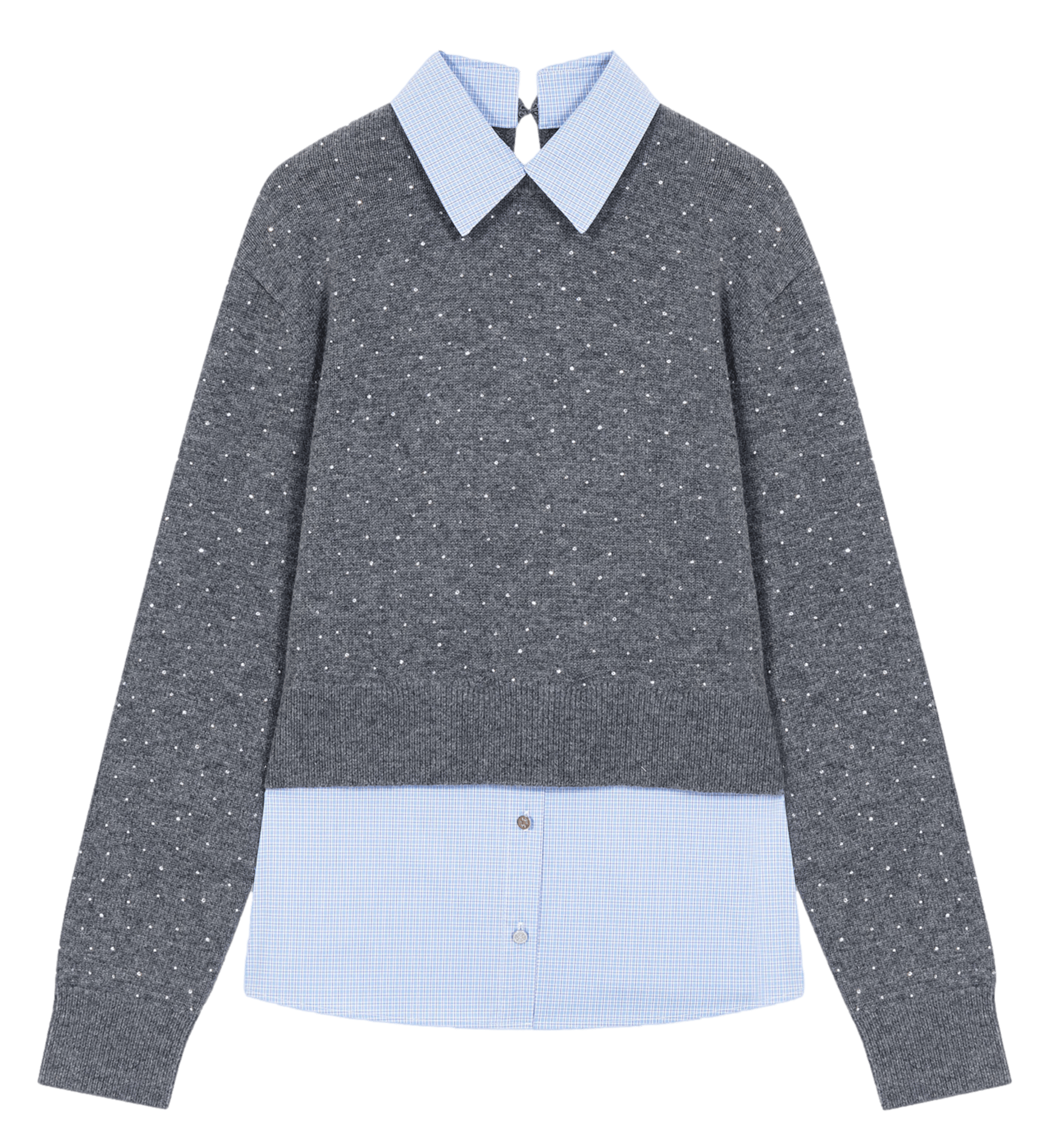 Pull droit 3-en-1 en laine mélangée MAJE Gris