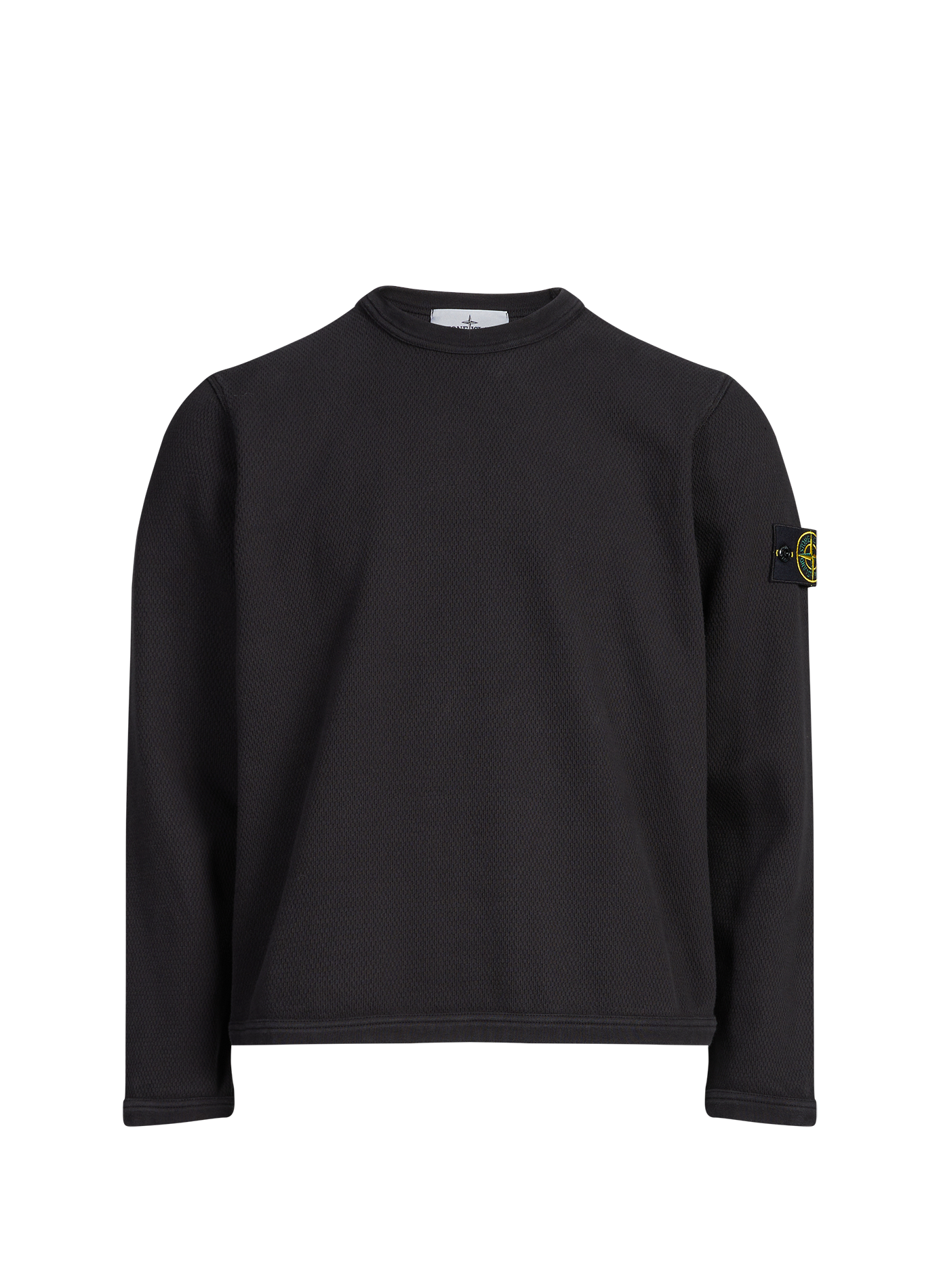 Round neck sweatshirt in piqué cotton STONE ISLAND Black