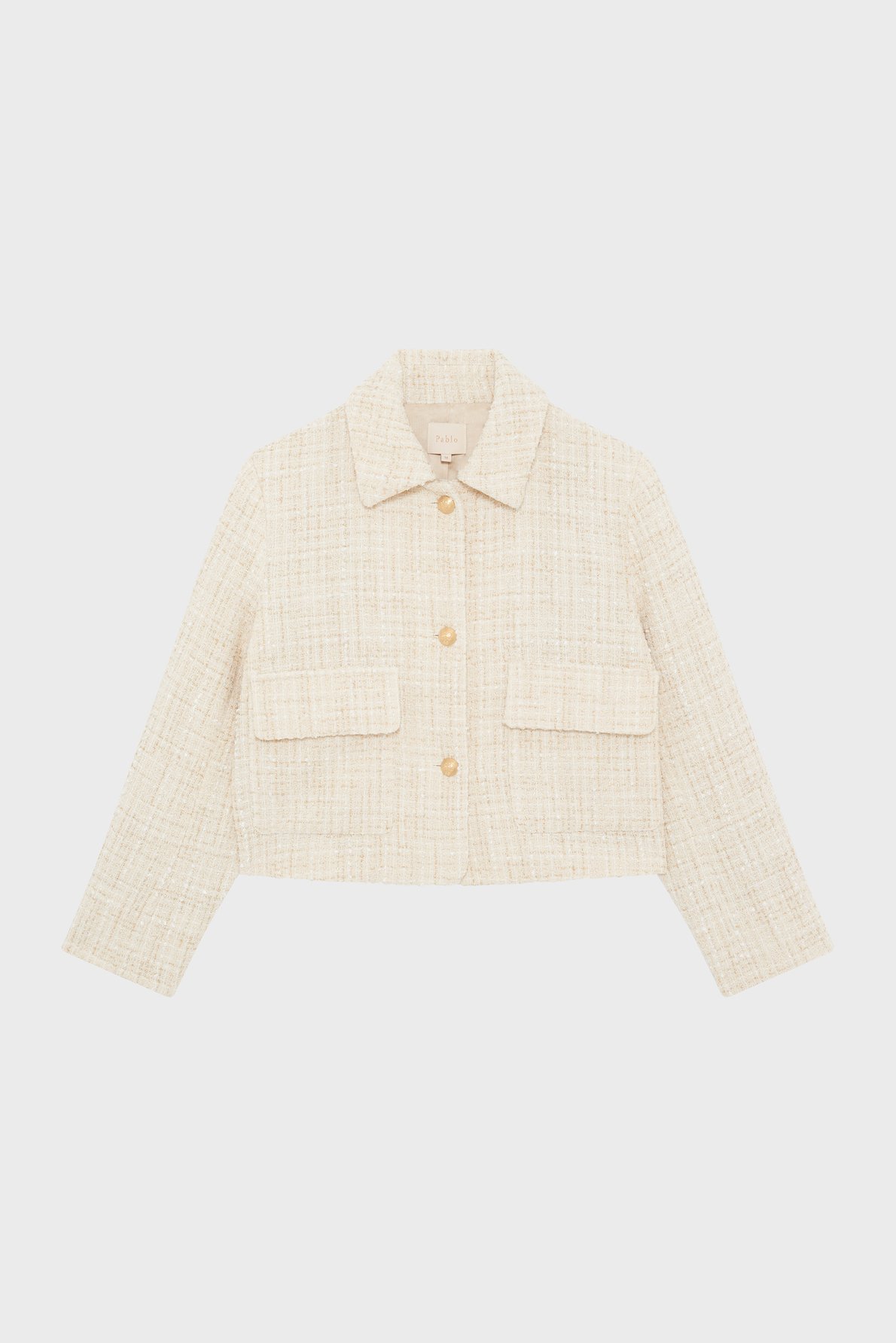 Veste à col en tweed et lurex - maloe PABLO Beige