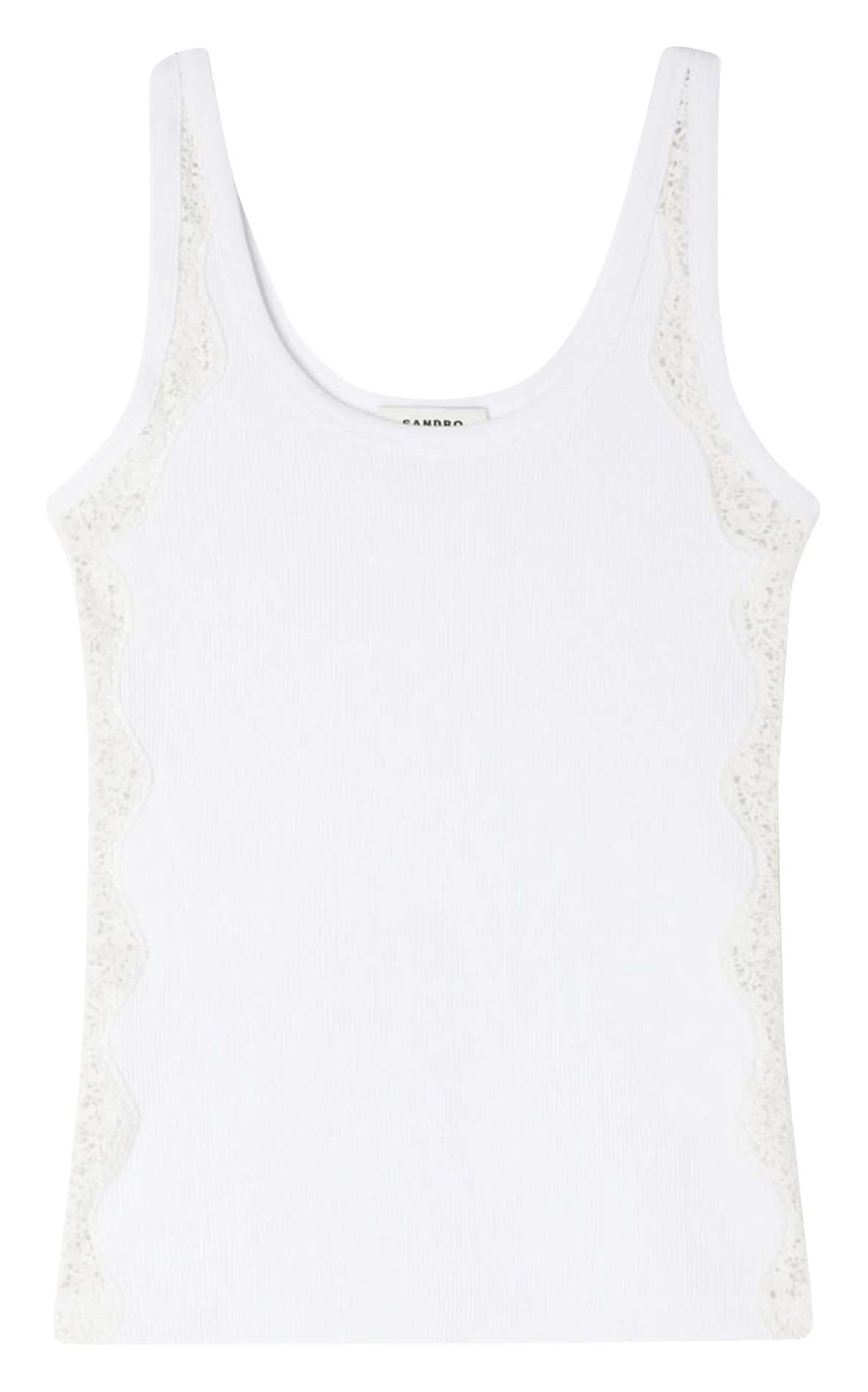 Débardeur col rond brodé en coton SANDRO Blanc