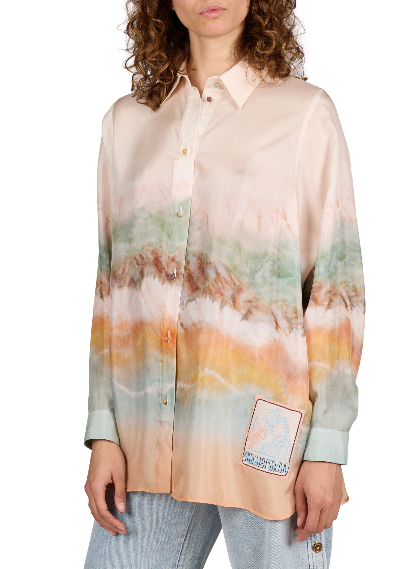 Chemise fluide à col classique en soie ZIMMERMANN Multicolore