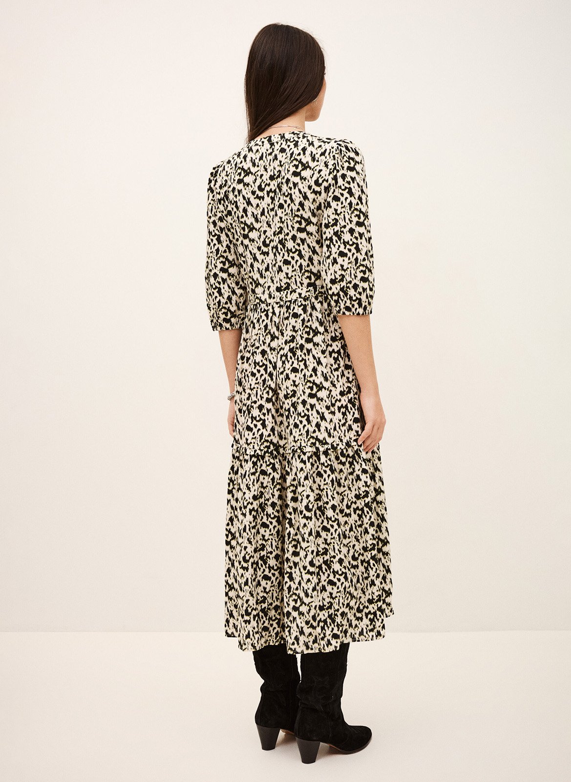 Robe midi col v palma BA&SH Beige