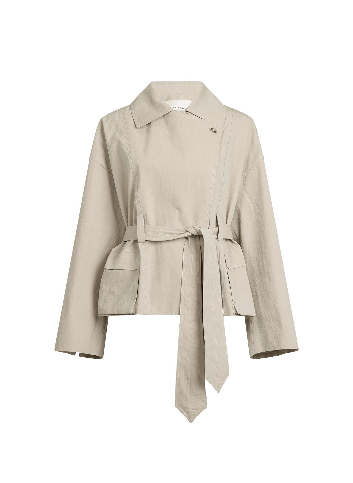 Abrigo corto asimétrico de algodón mezclado VIKTORIA CHAN Beige