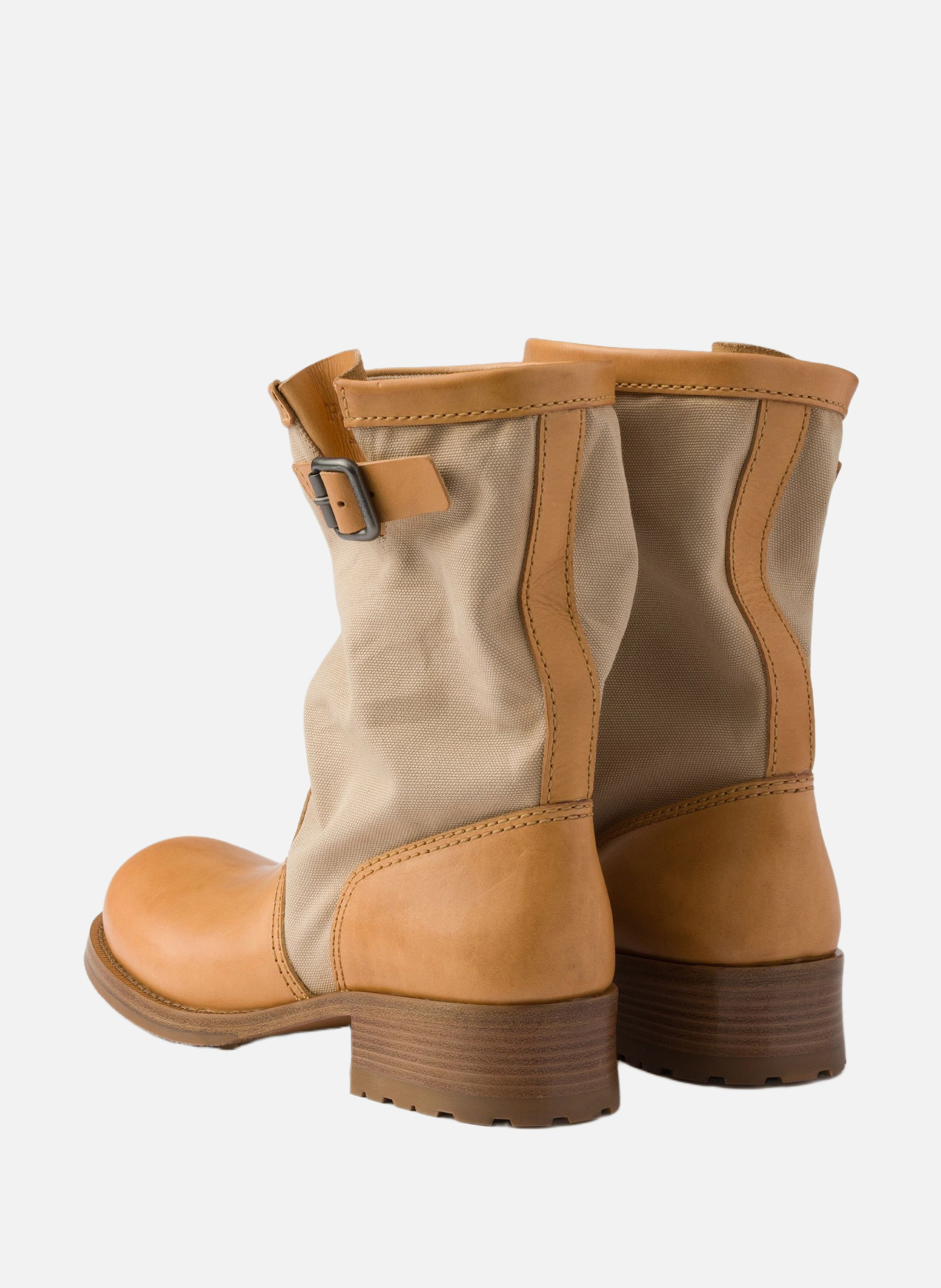 Bottes en cuir et toile PRADA Beige
