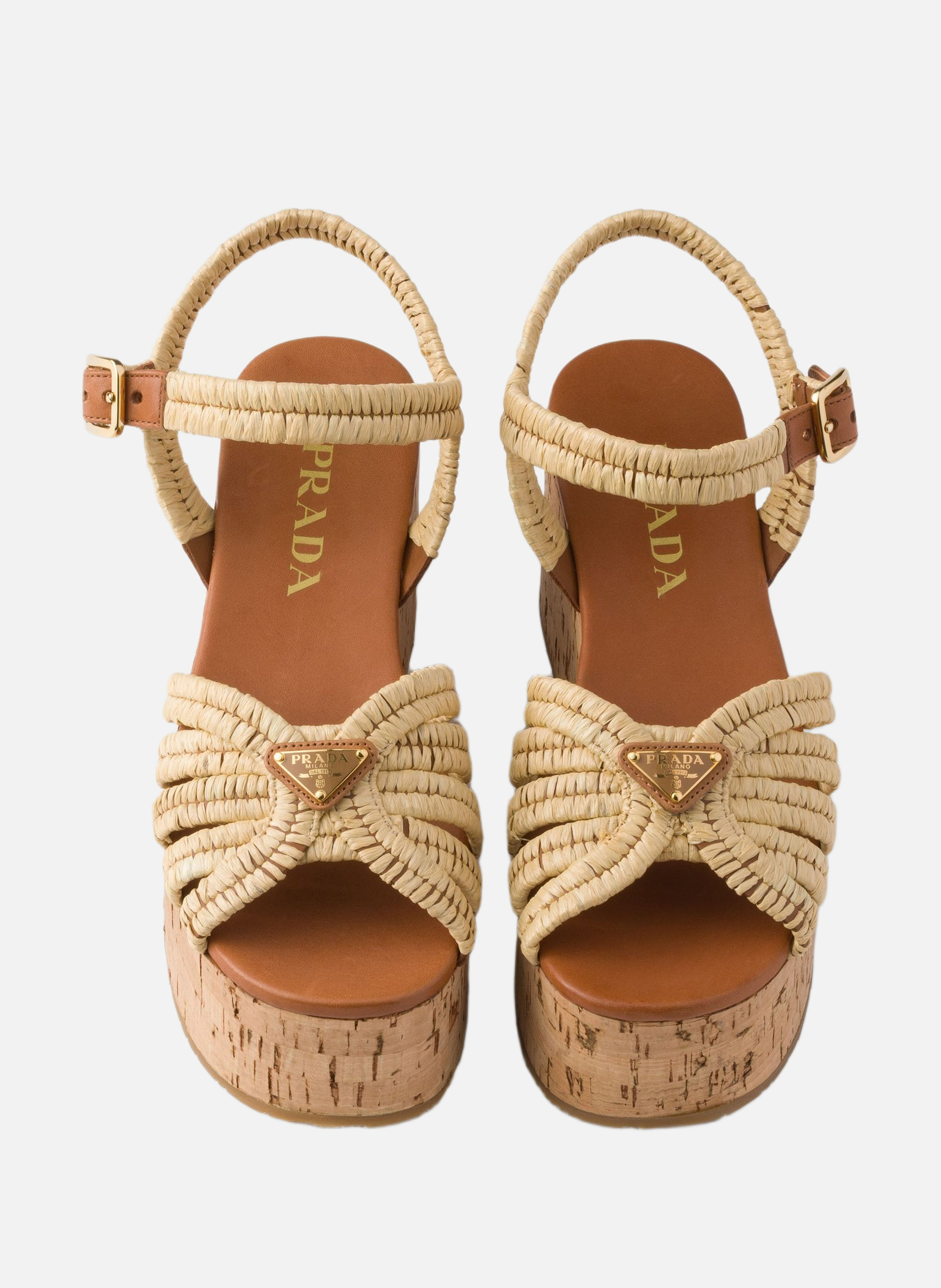 Sandales à plateforme en crochet PRADA Beige