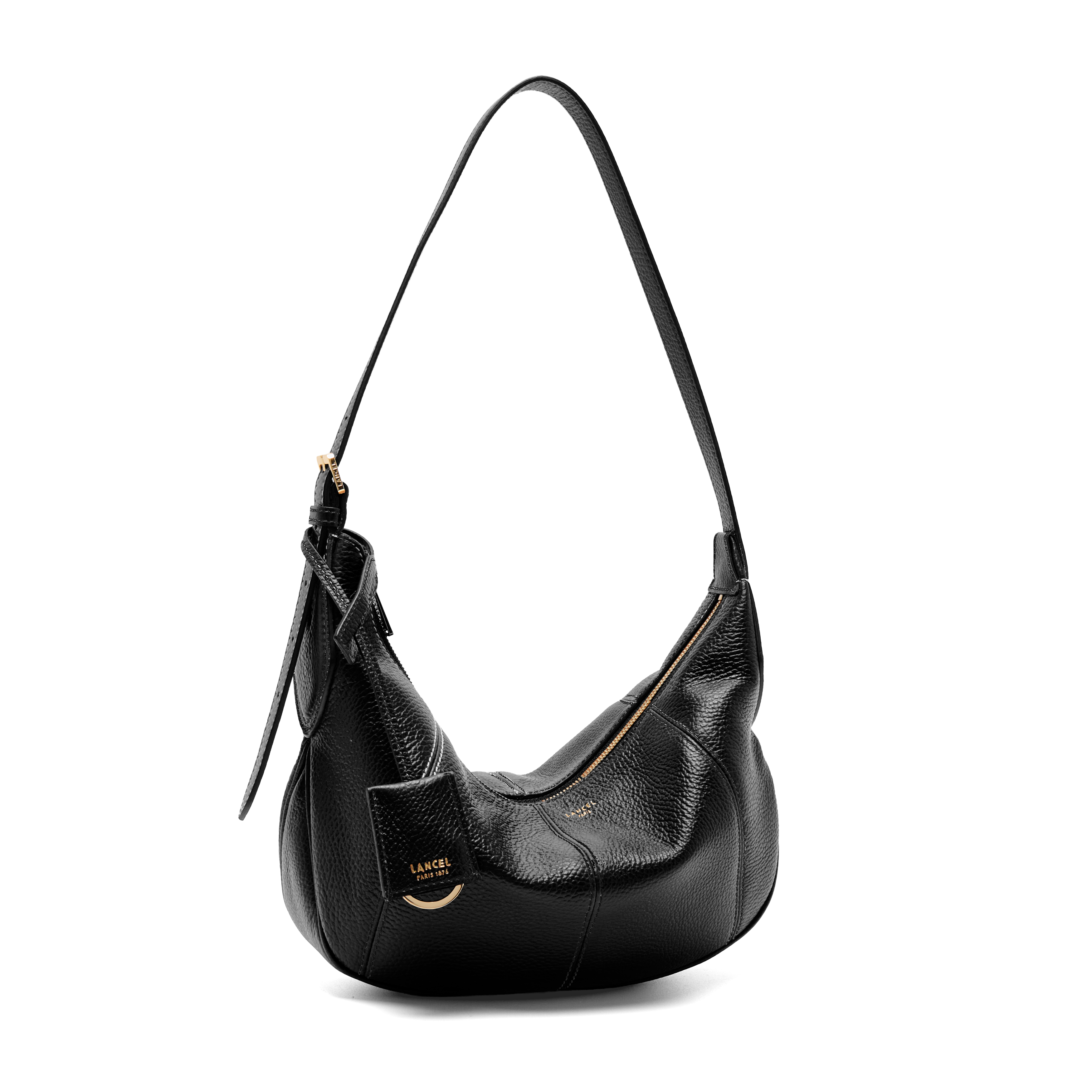Sac hobo zippé m victoire de lancel en cuir LANCEL Noir