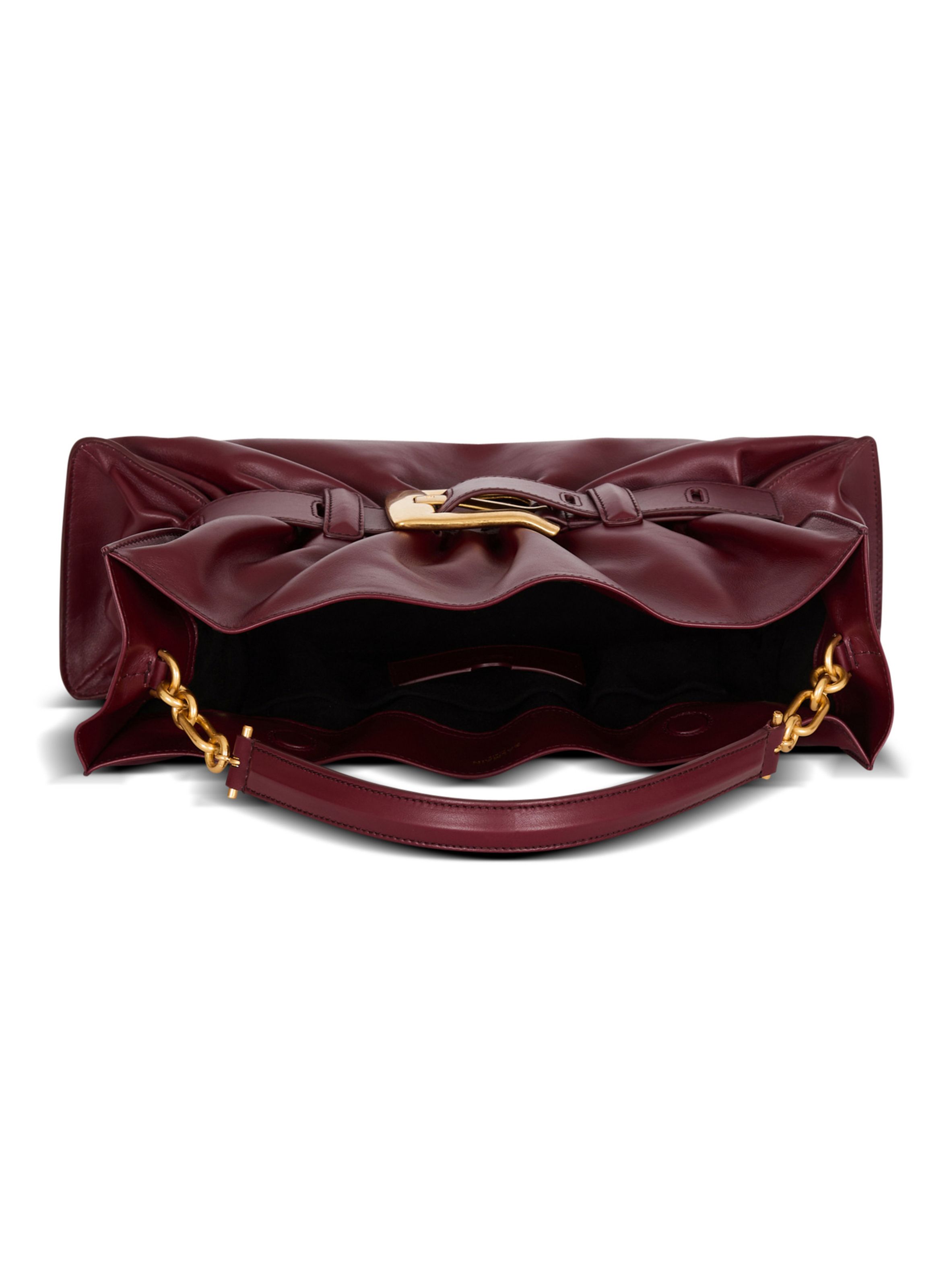 Sac anthem medium en cuir BALMAIN Marron