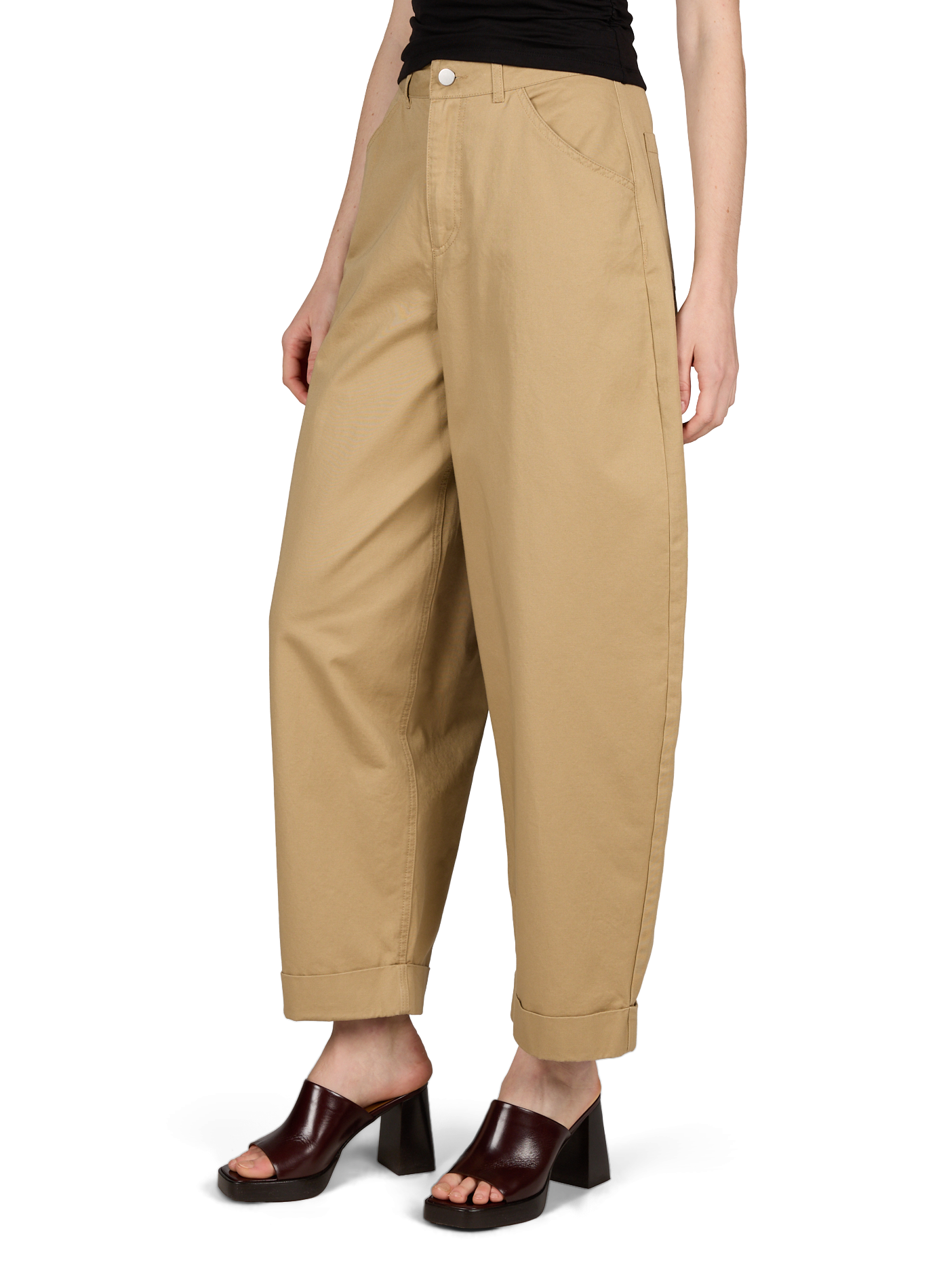 Solid cotton cargo pants TOPSHOP Beige