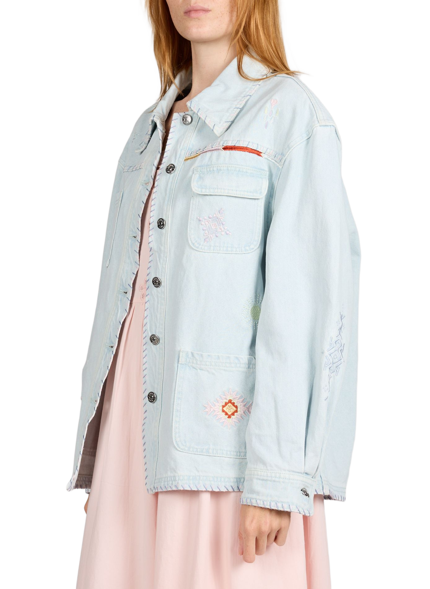 Bestickte Jeansjacke aus Baumwolle BERENICE Blau