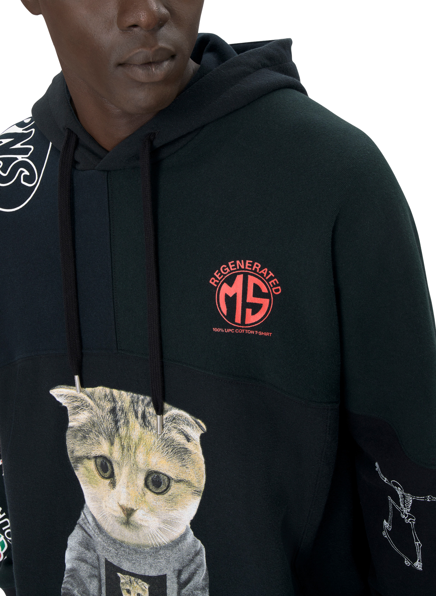 Hoodie graphique en jersey regenerated unisexe MARINE SERRE Noir