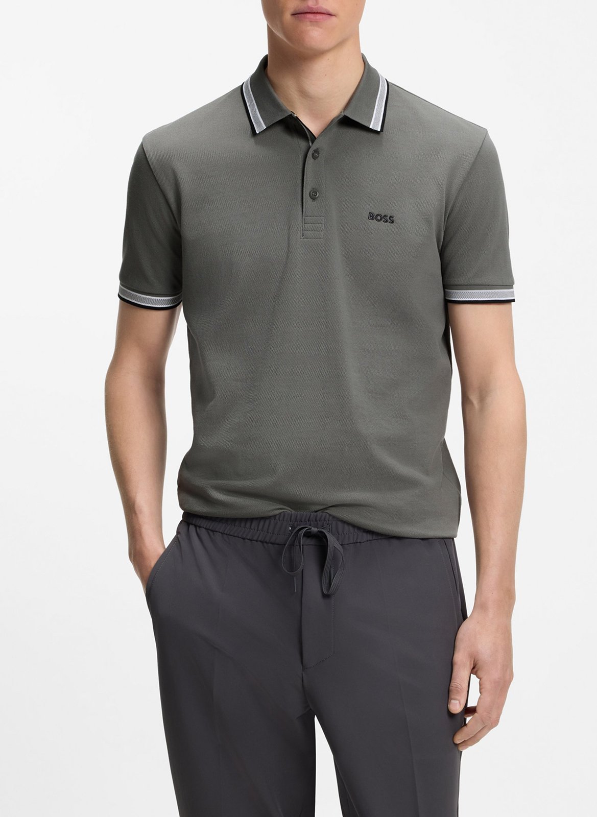 Polo regular fit en coton BOSS Argent