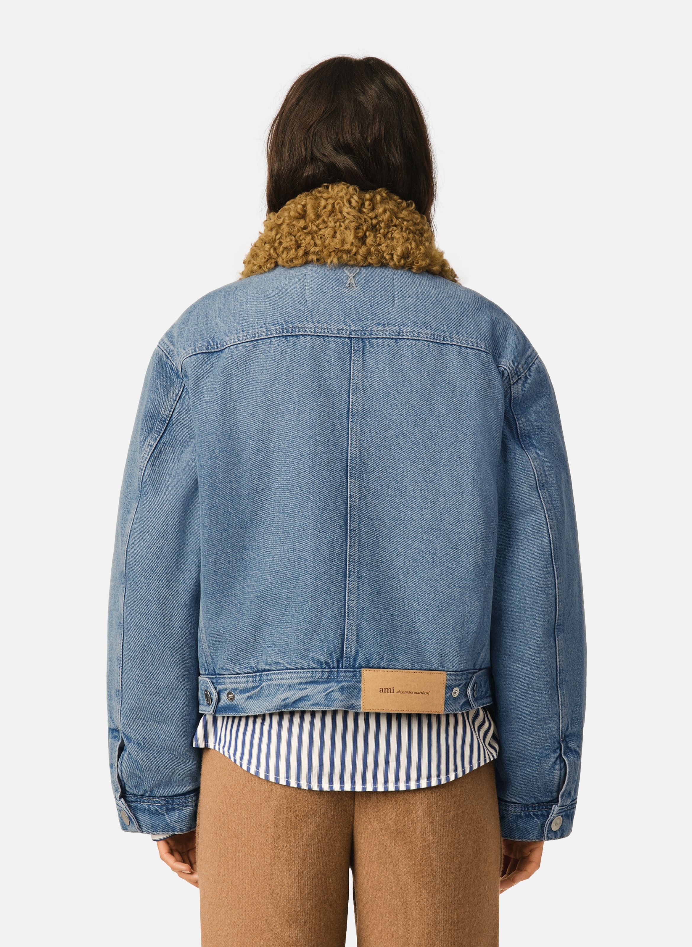 Veste trucker rembourrée unisexe en coton AMI PARIS Bleu