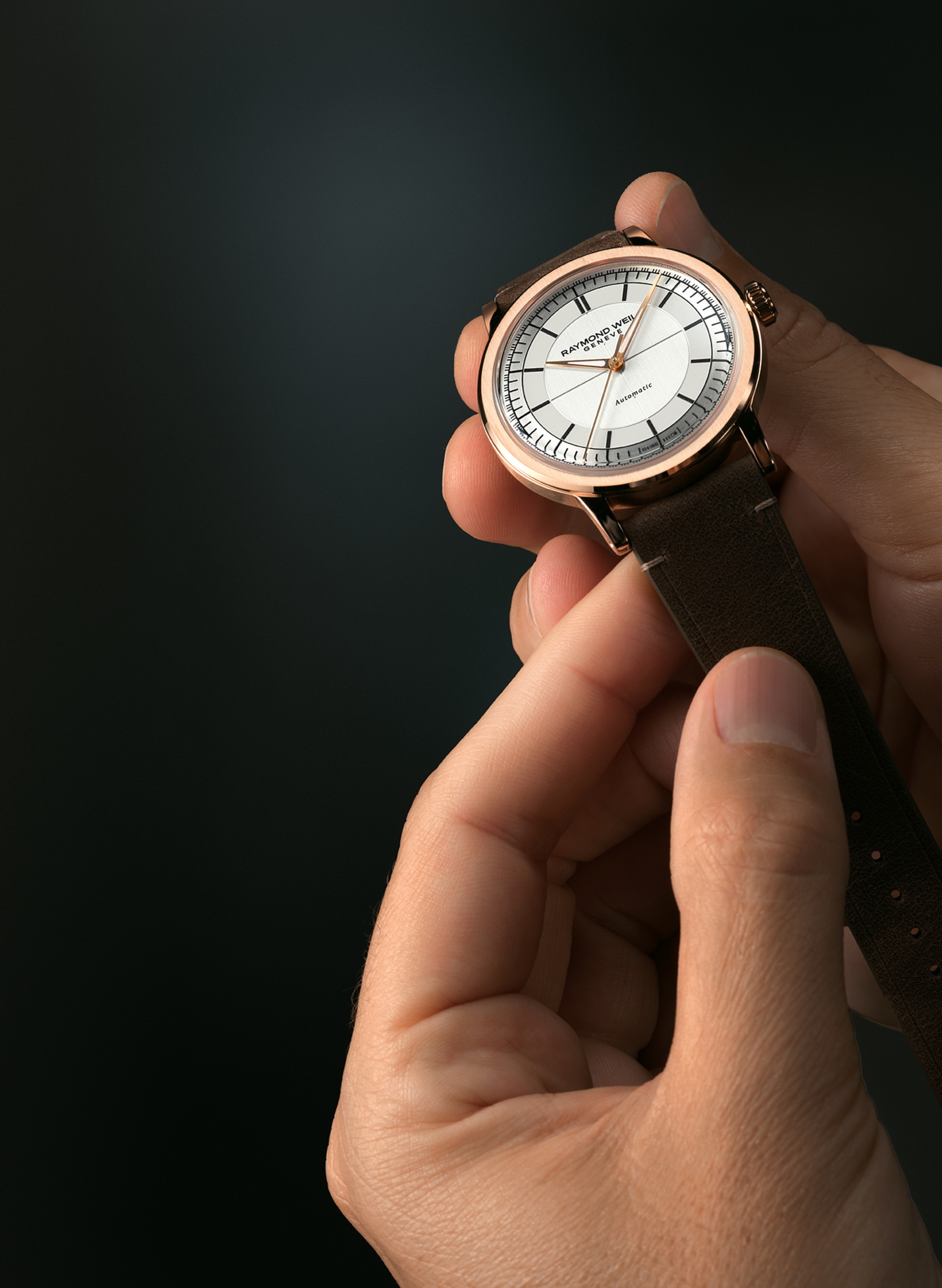 Montre automatique Millesime Central Seconds en cuir RAYMOND WEIL Argent