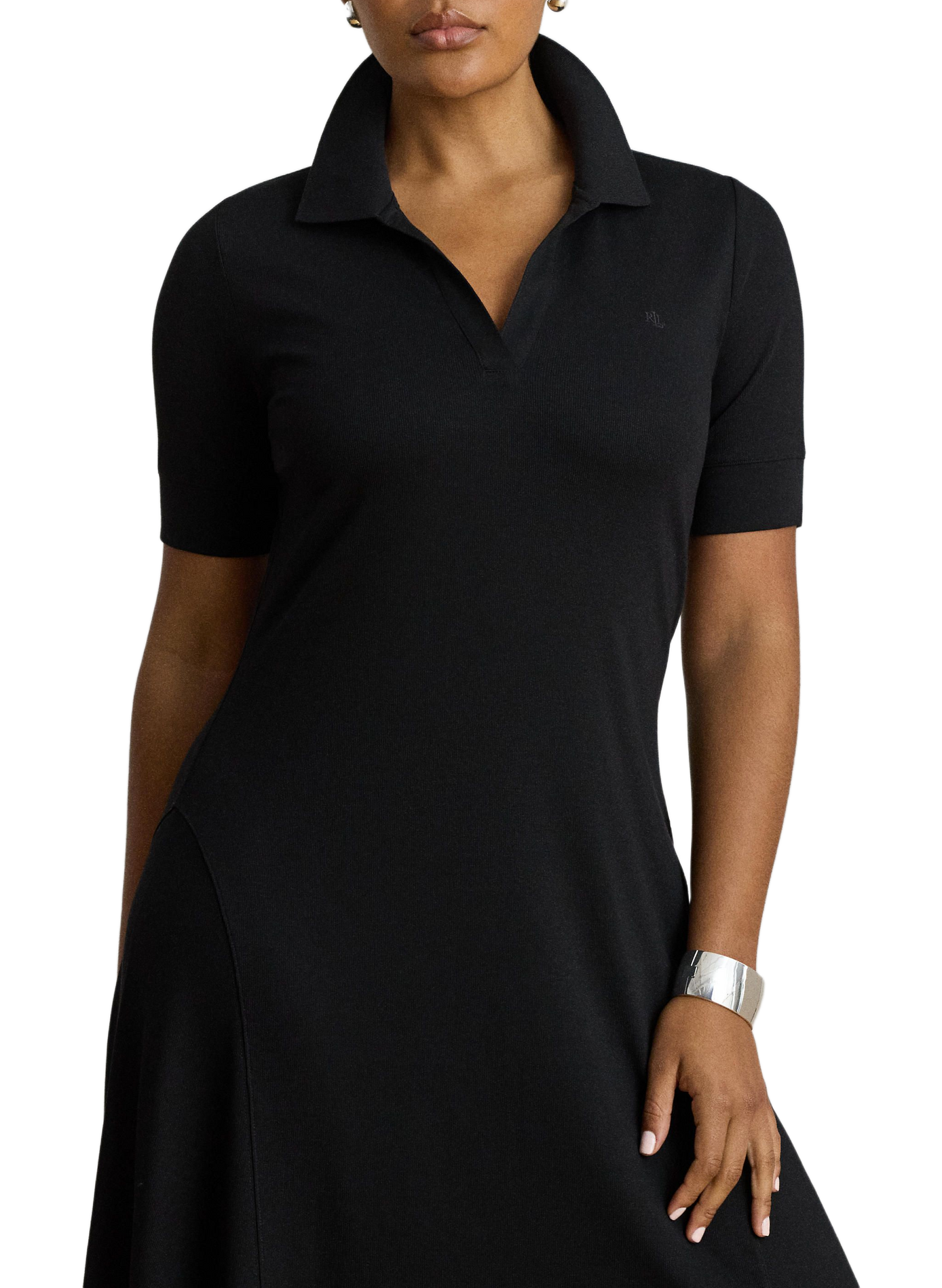 Ribbed midi dress in blended cotton LAUREN Black