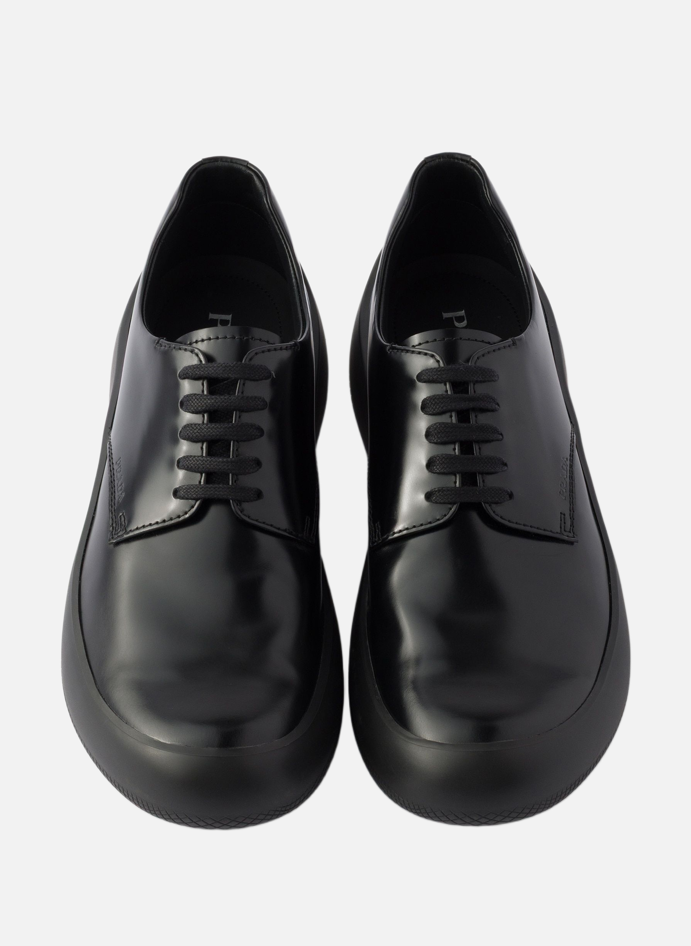 Chaussures à lacets en cuir brossé PRADA Noir