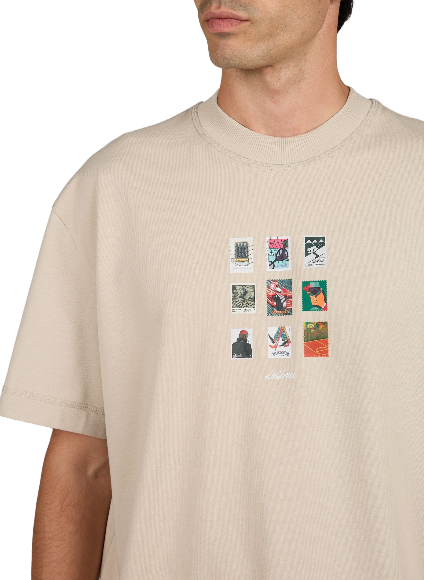Bedrukt T-shirt van biologisch katoen LES DEUX Beige
