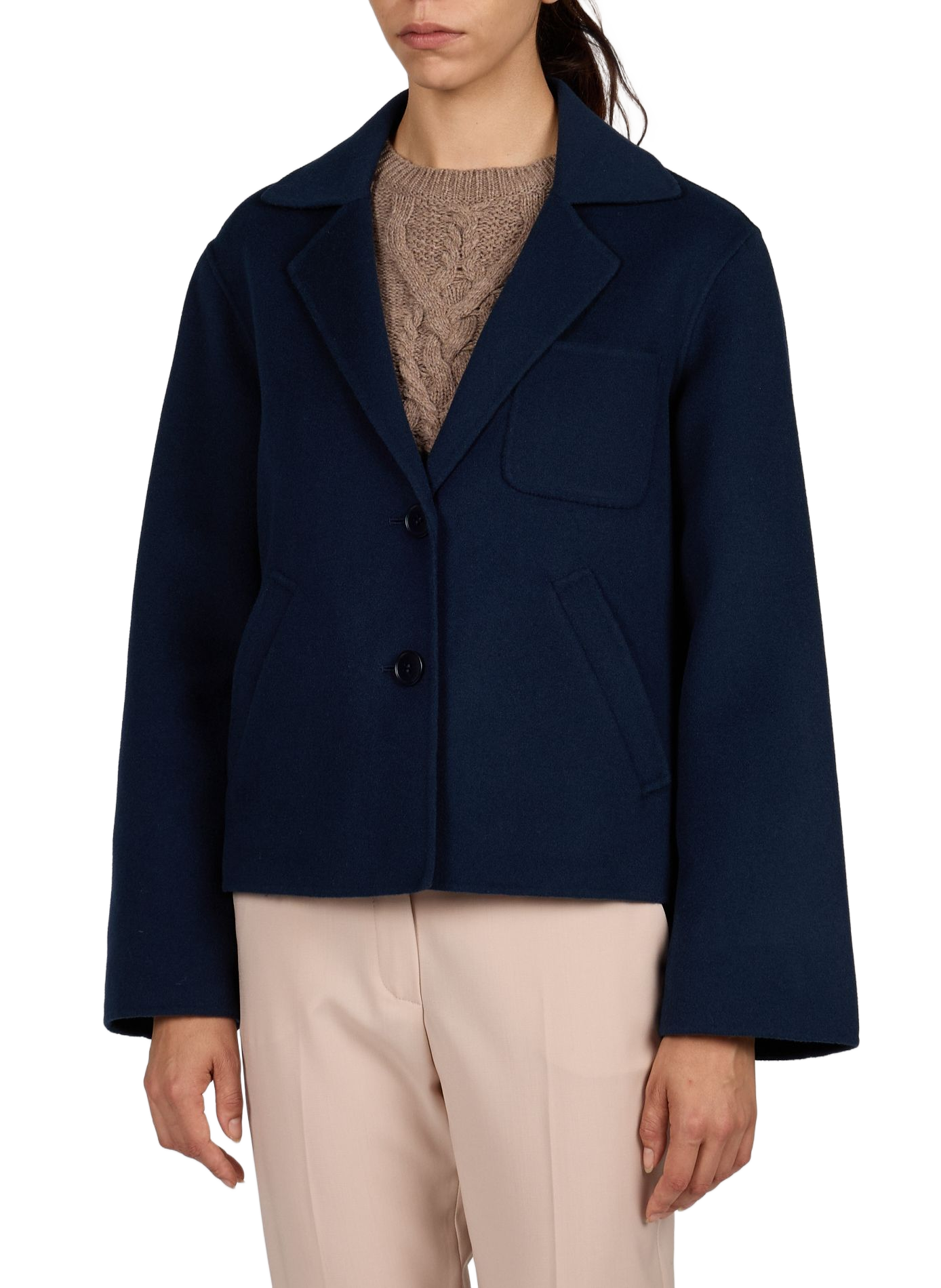 Gerade Wollmischweste mit Gürtel MAX MARA WEEK END Blau