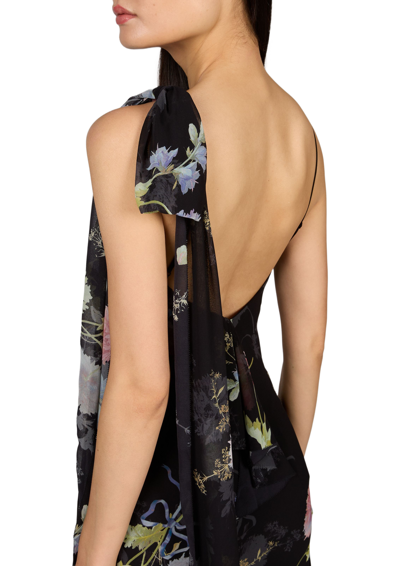 Floral print long dress SELF PORTRAIT Black