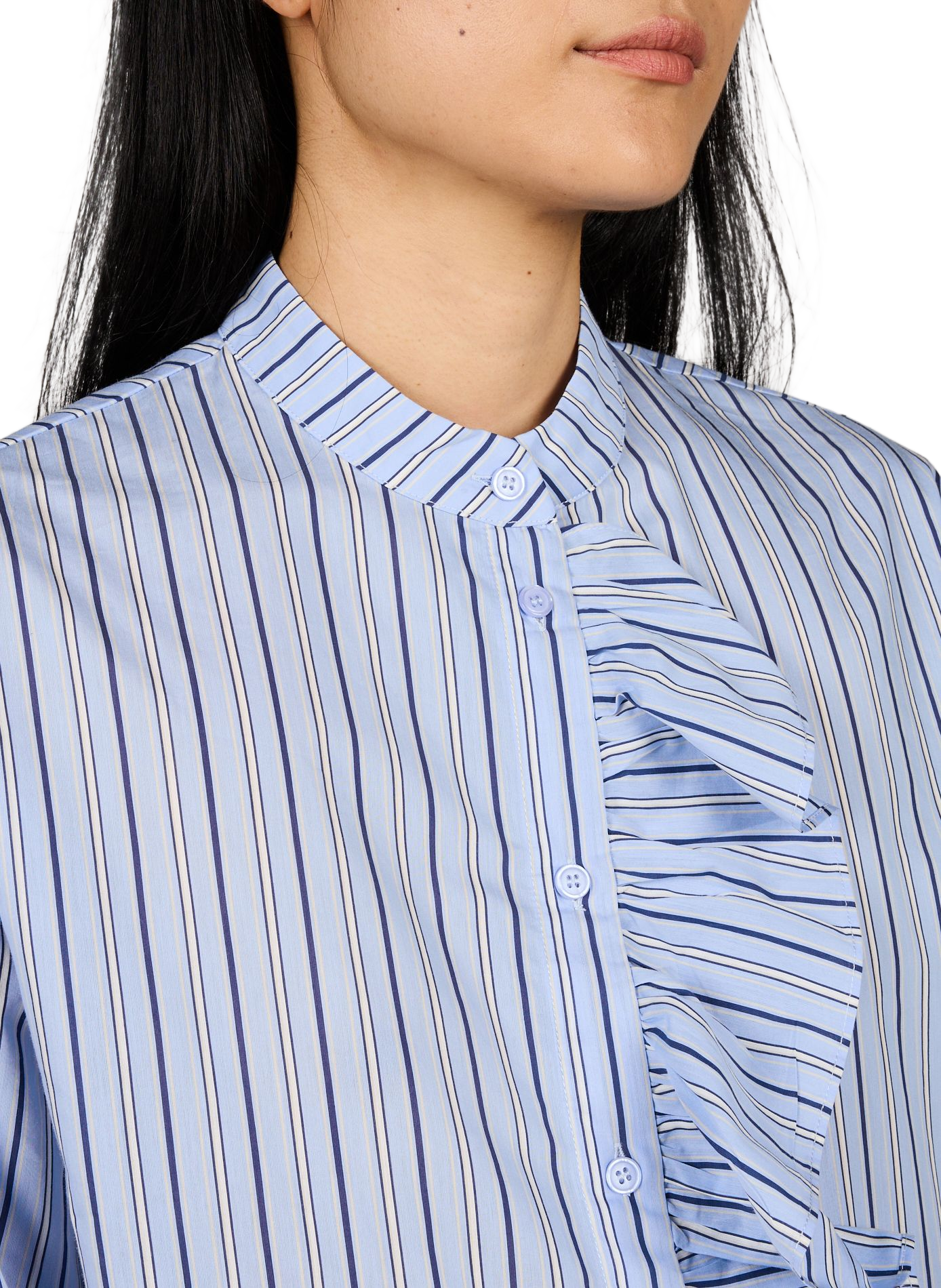 Gerade geschnittene Bluse mit Streifen Lolli aus Baumwollmischung SUNCOO Blau