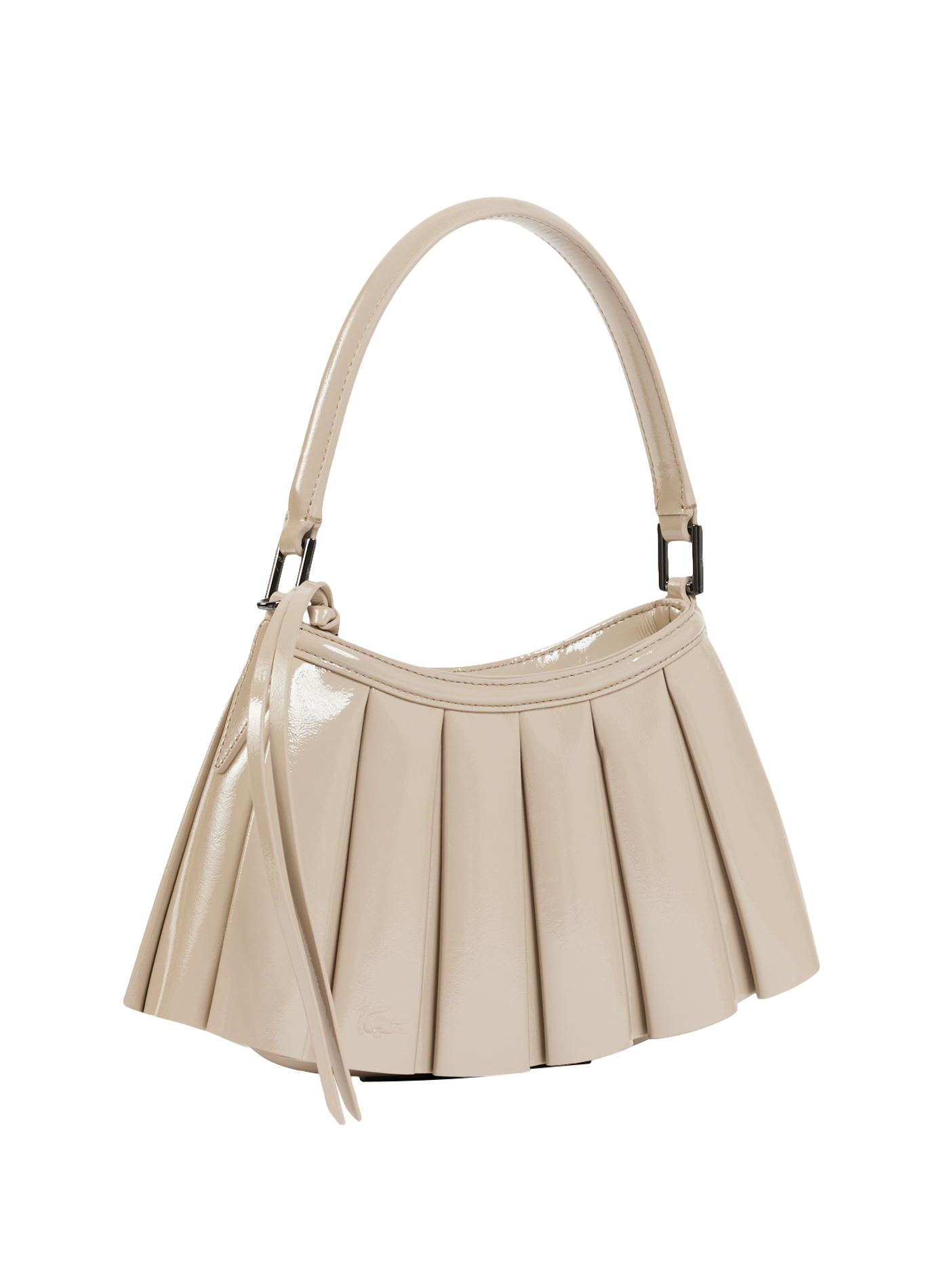 Small Lenglen patent leather handbag LACOSTE Beige