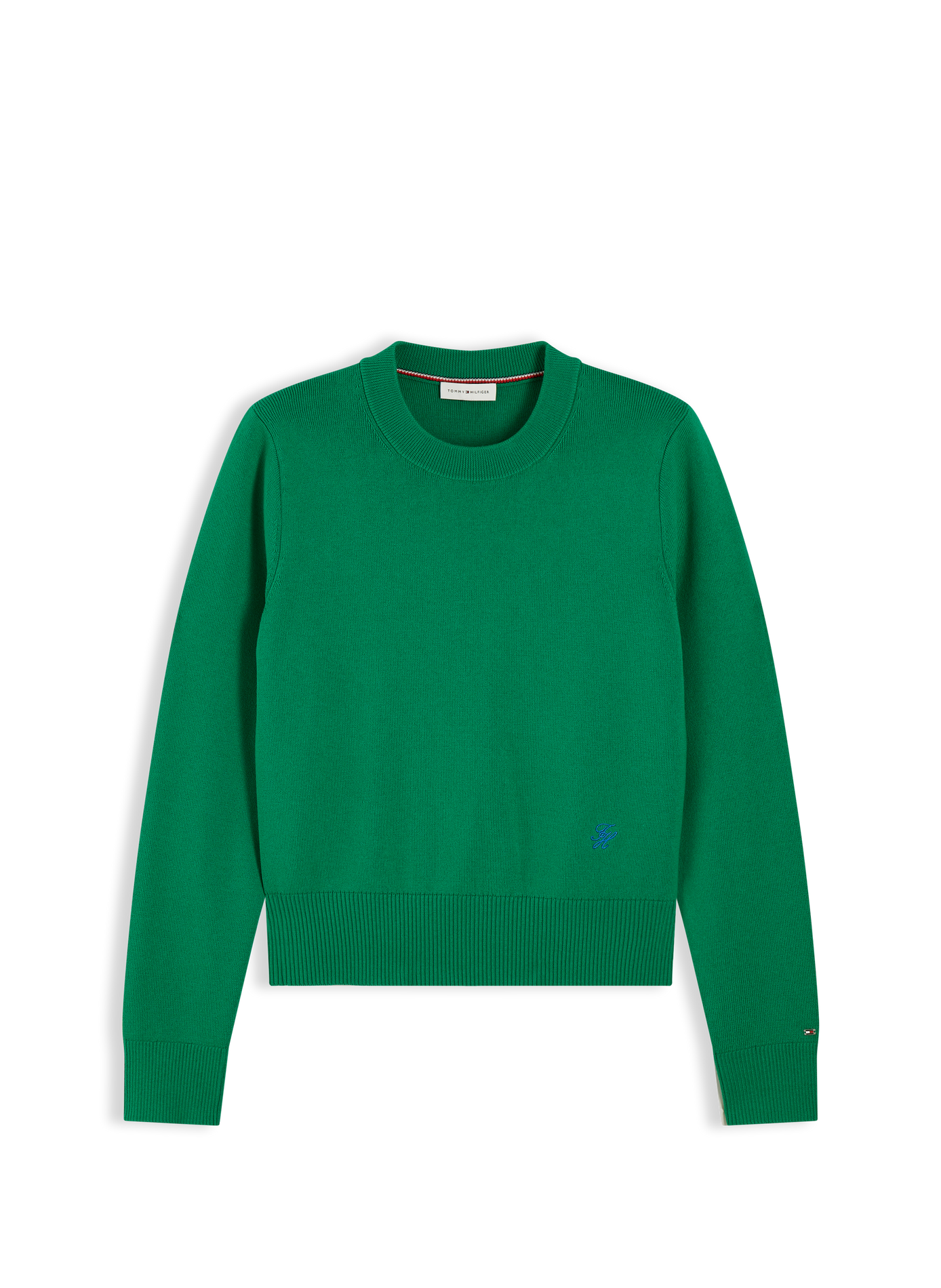 Plain straight-cut cotton crew-neck sweater TOMMY HILFIGER Green