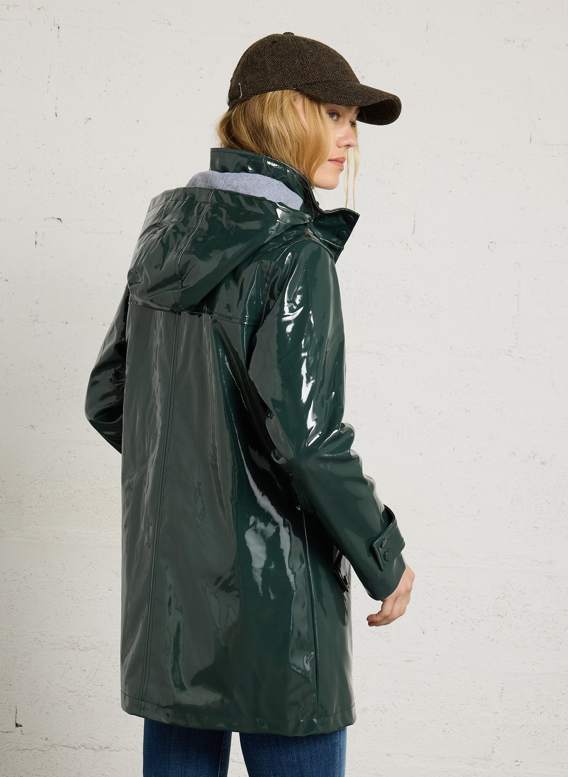 Regenjas met capuchon in lakuitvoering Maé | Groen ARMOR-LUX Dames