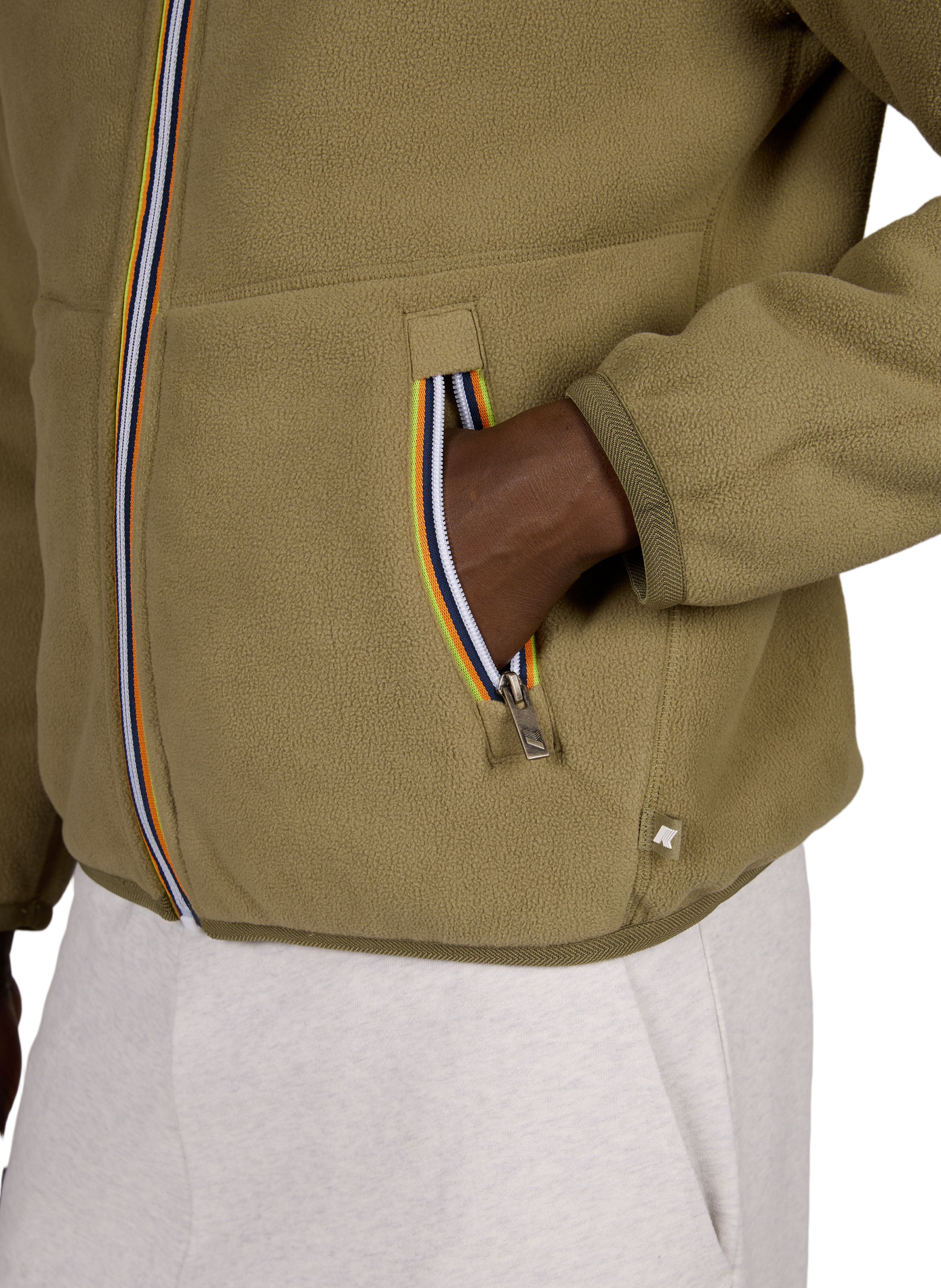 Pascal Reversible Double Sherpa Fleece Jacket K-WAY Khaki