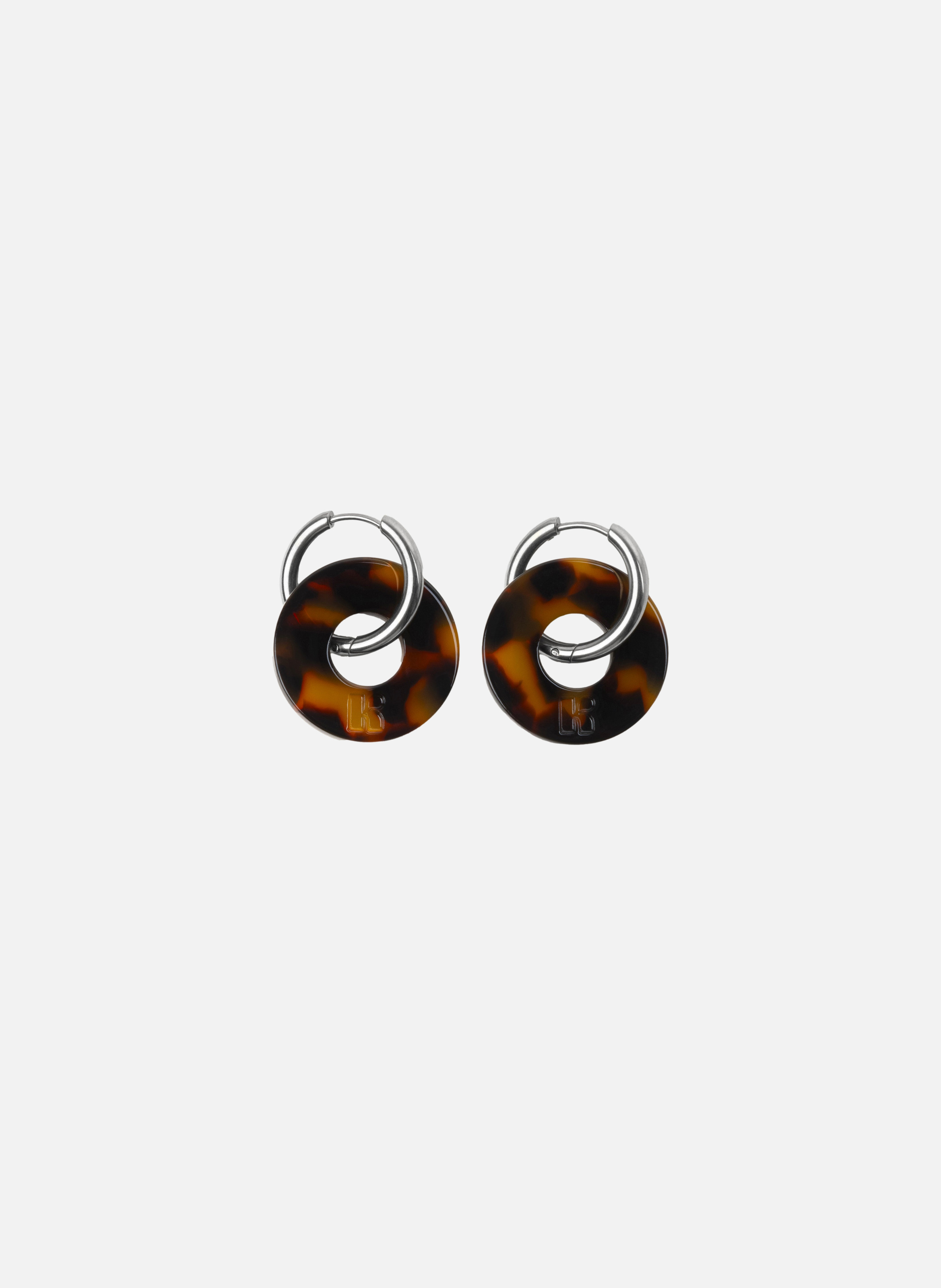 Boucles d'oreilles donuts avec anneaux en acier inoxydable argenté  Écaille