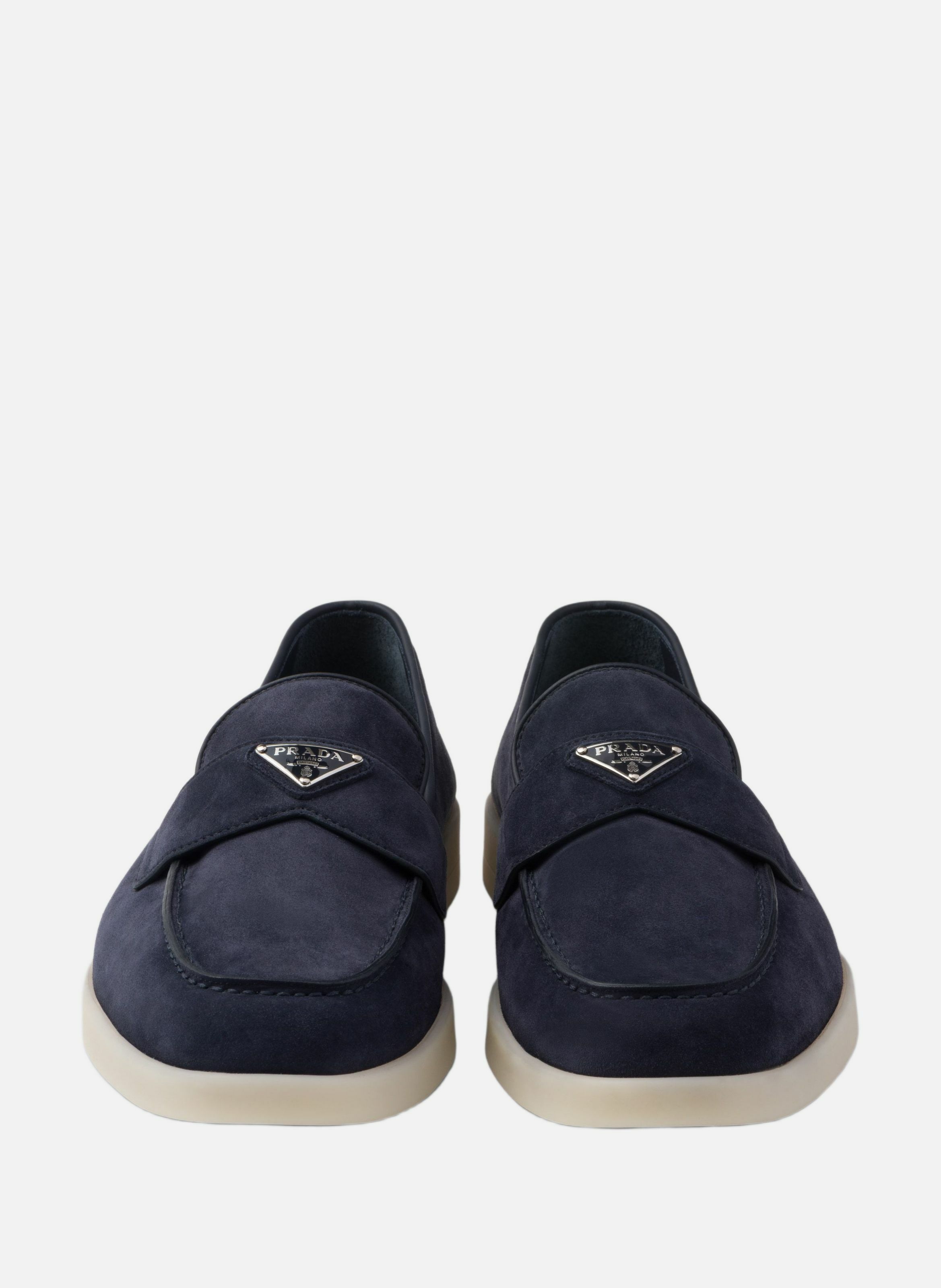 Mocassins en veau velours PRADA Bleu
