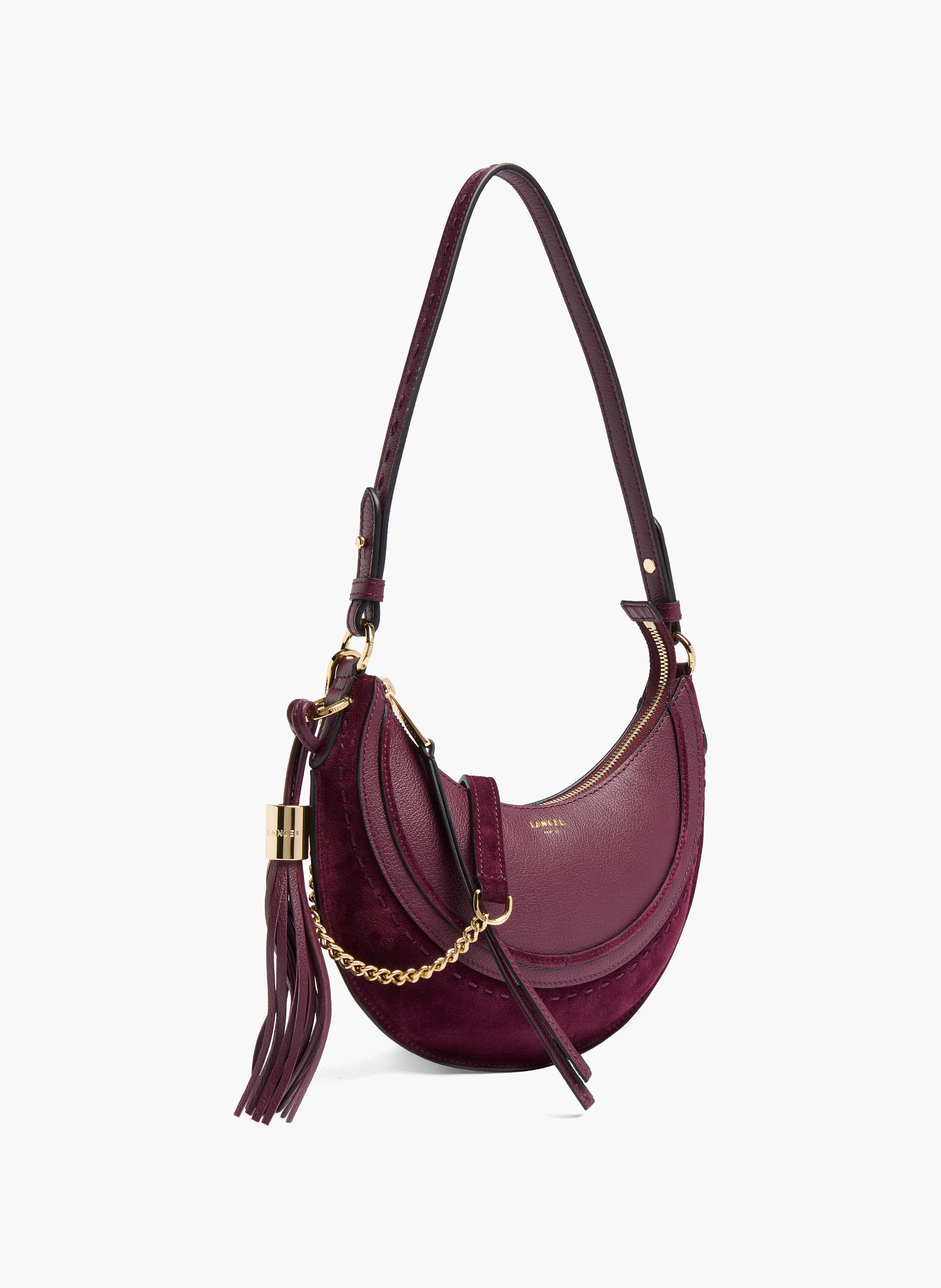 Sac hobo hoboheme de lancel en animation suede : cuirs de vachette suede & graine LANCEL Violet