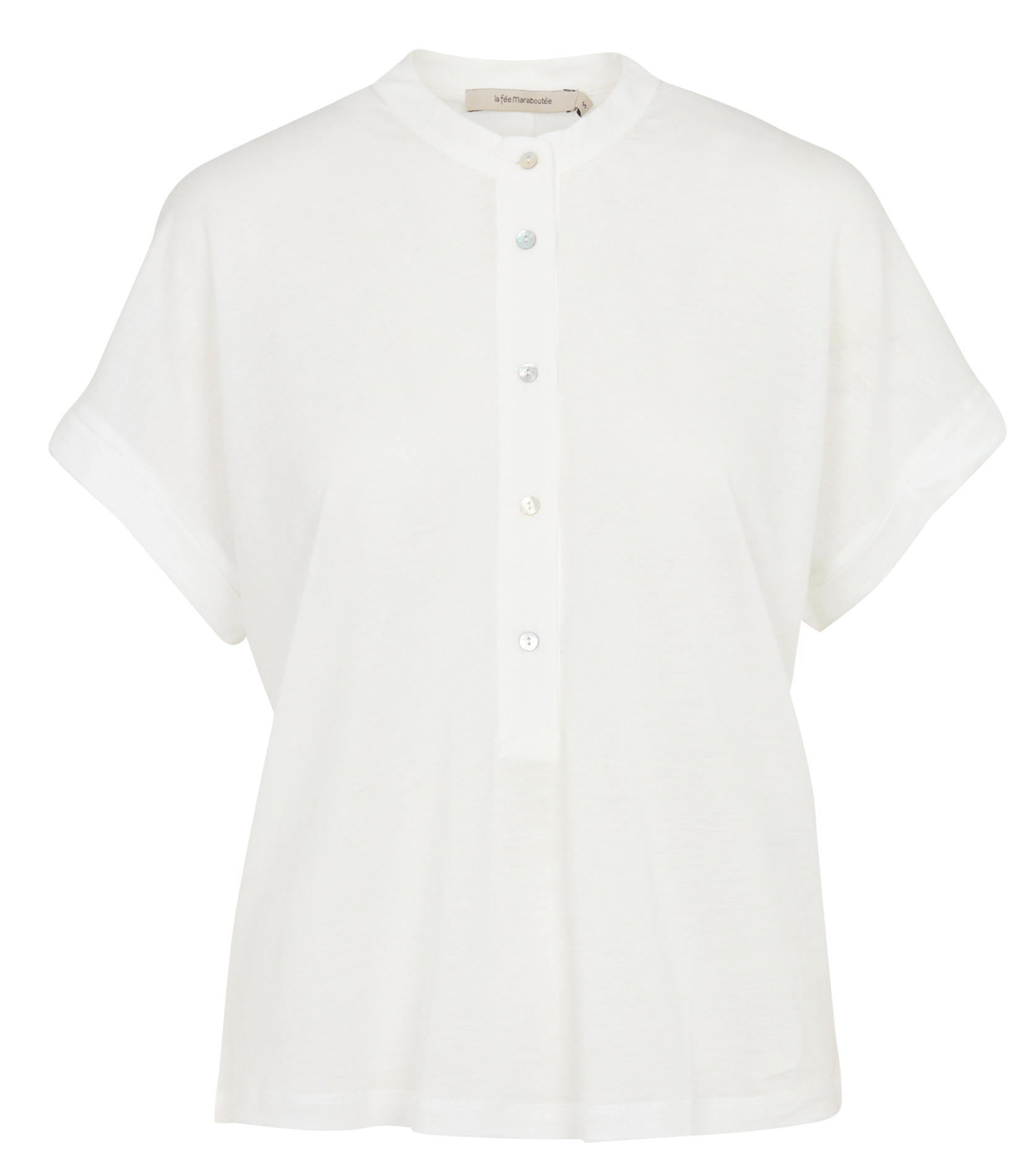 Effen top met korte mouwen en knoopsluiting LA FEE MARABOUTEE Wit