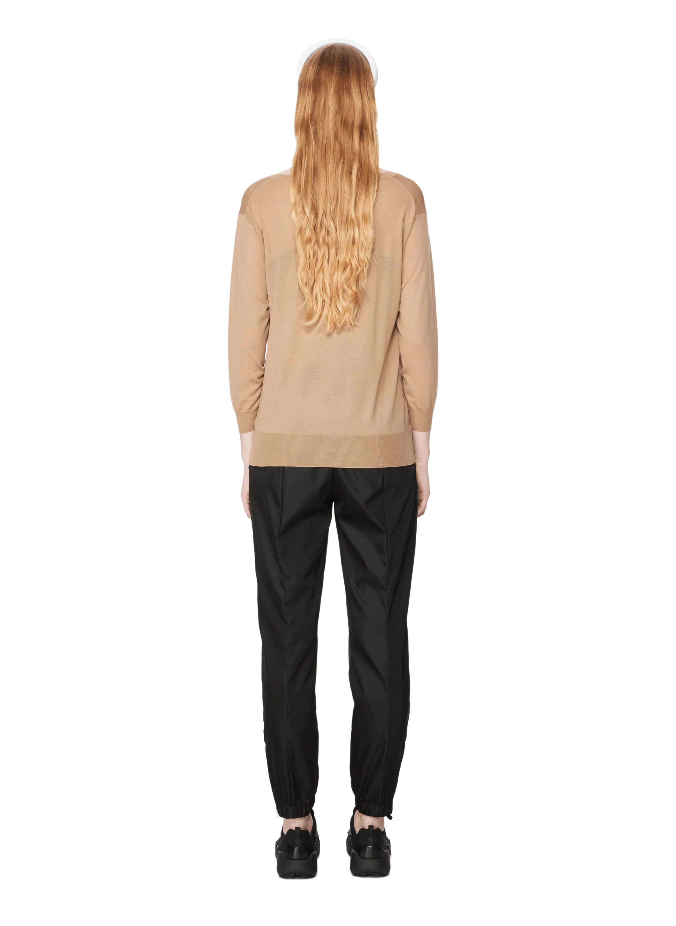Wollpullover mit V-Ausschnitt PRADA Beige