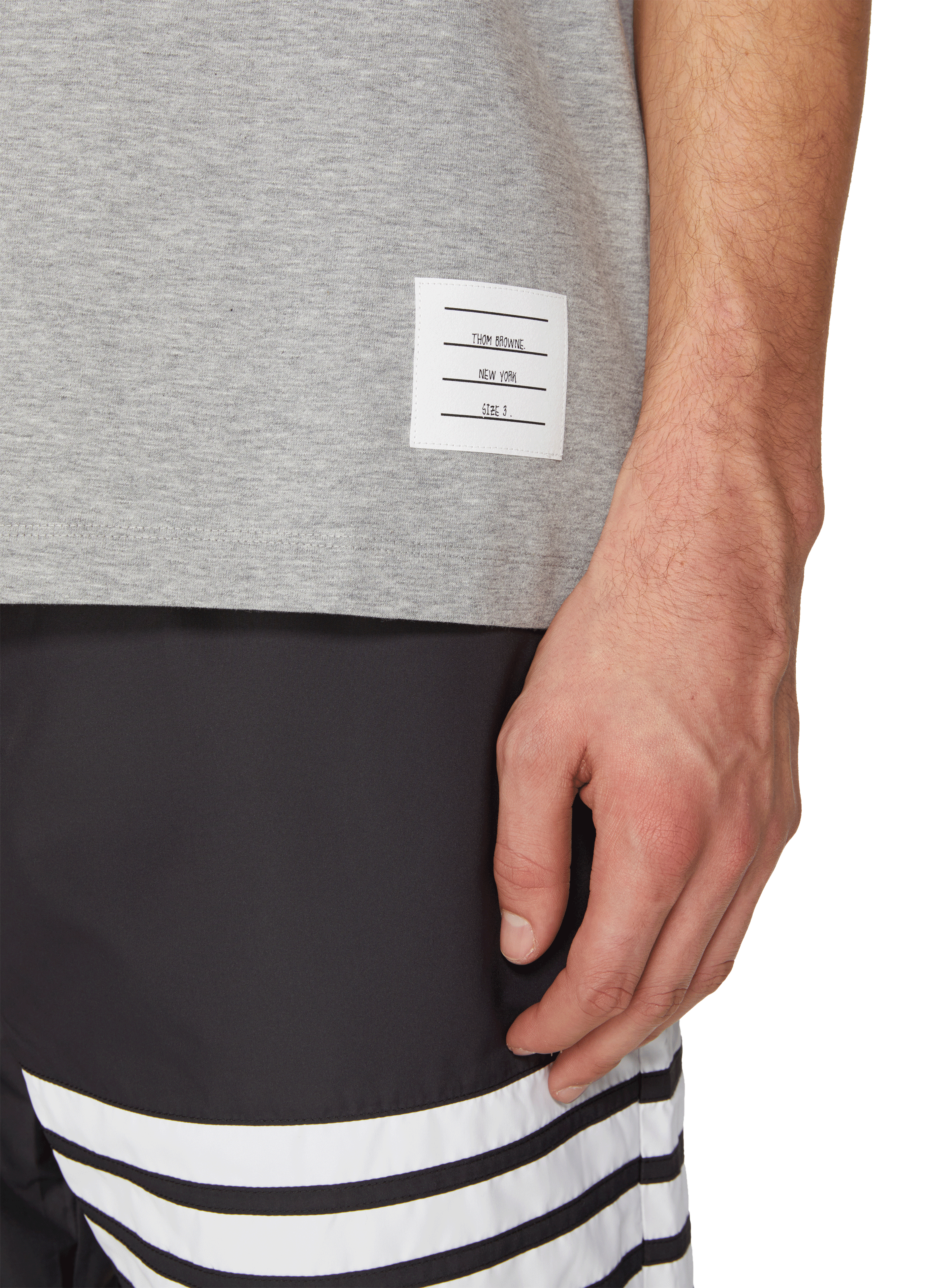 T-shirt met katoenen patch THOM BROWNE Grijs